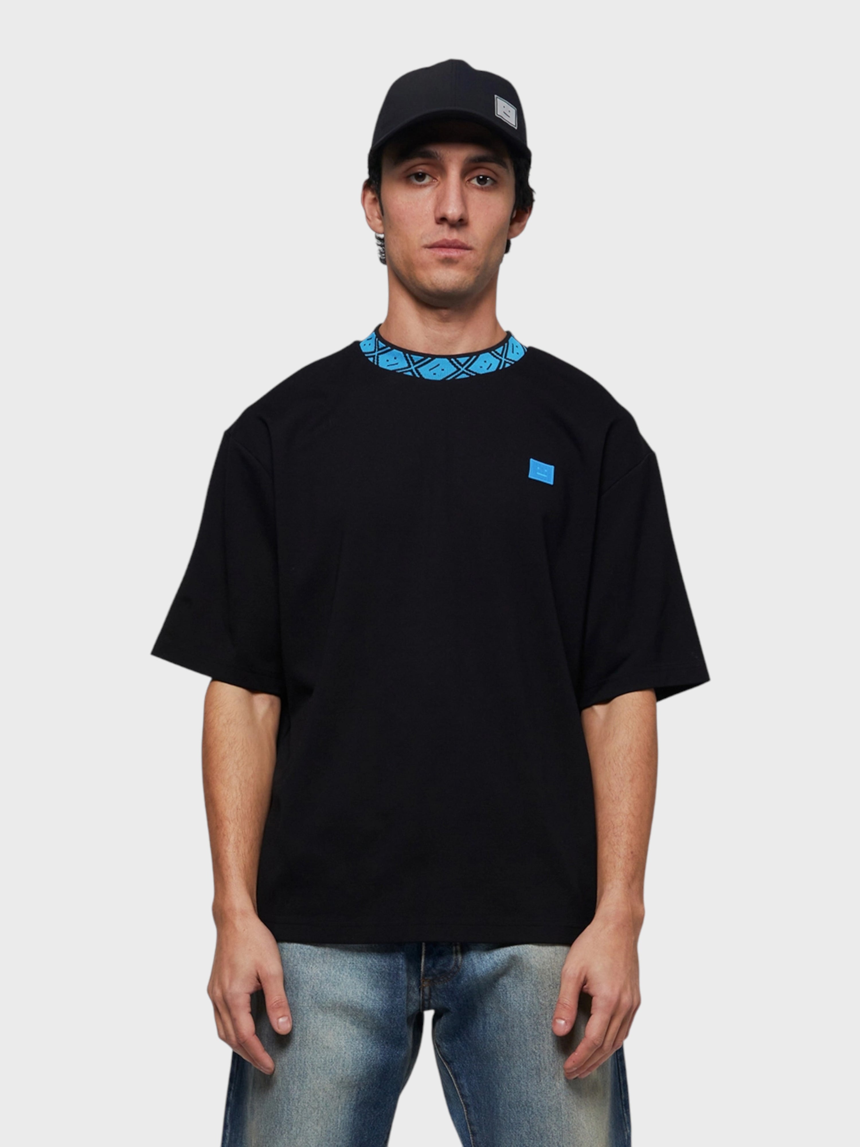 Acne Studios Collar Logo T Shirt Black Blue