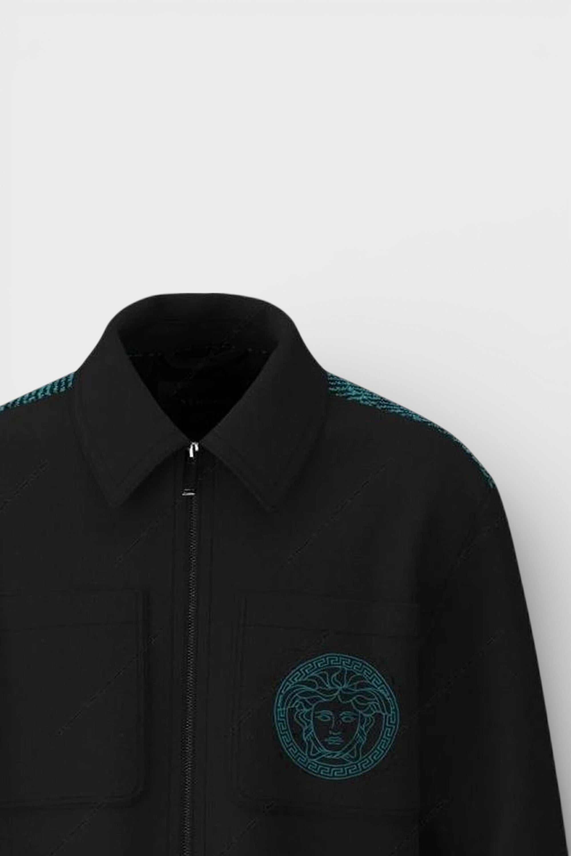 Versace Medussa Logo Blouson Canvas Jacket Black Blue