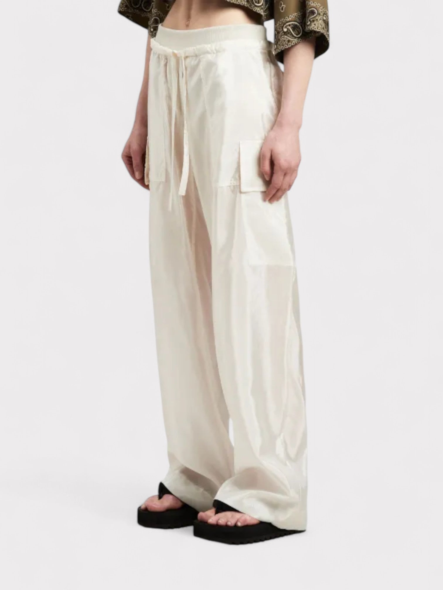 Palm Angels Satin Parachute Trousers White