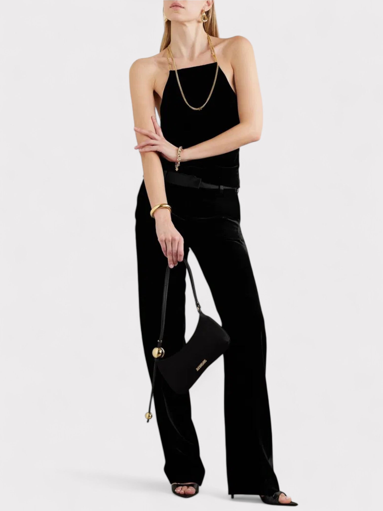 Palm Angels Chain Velvet Top Black