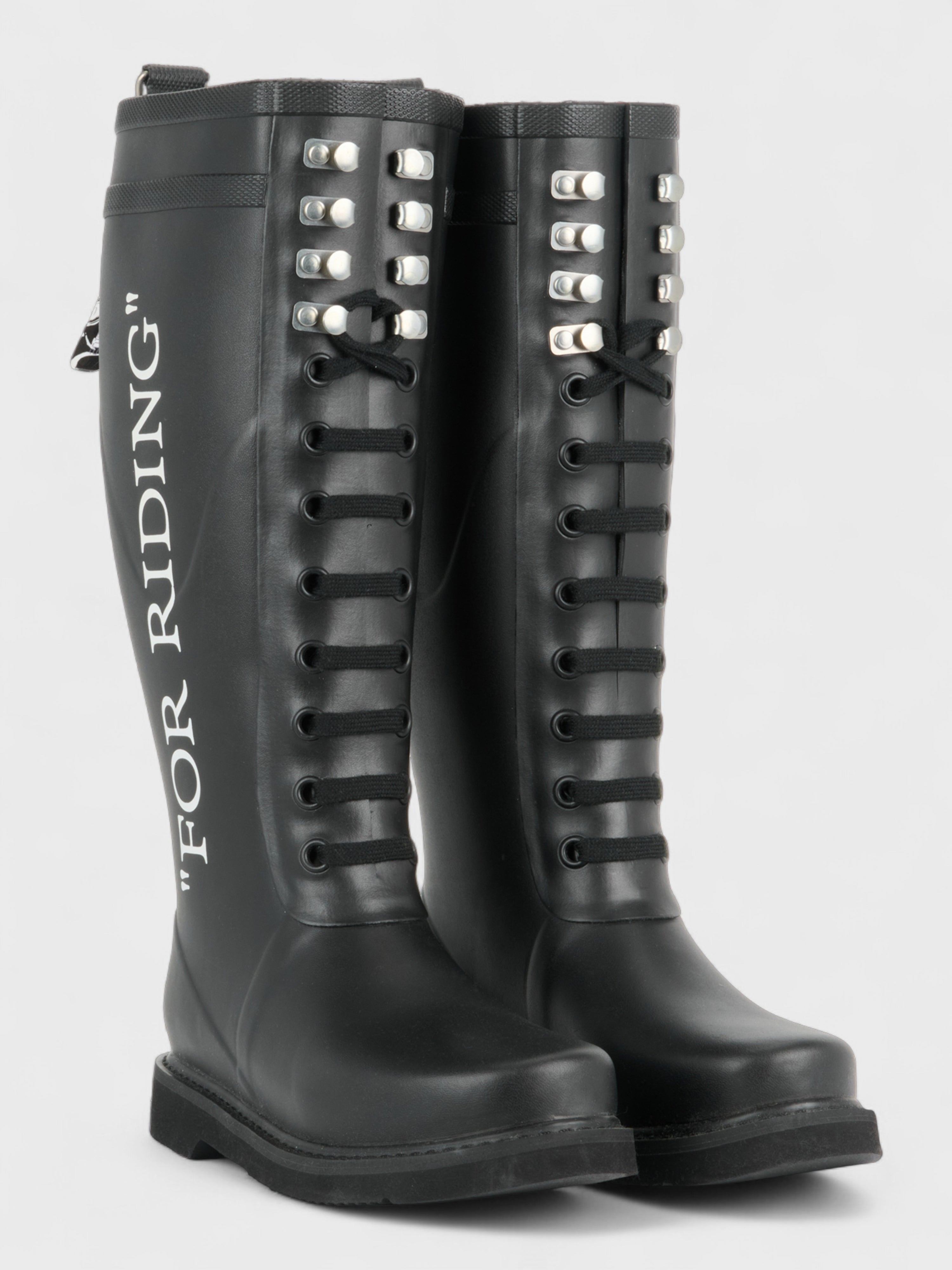 Off-White Logo Wellington Boots "For Riding" Black