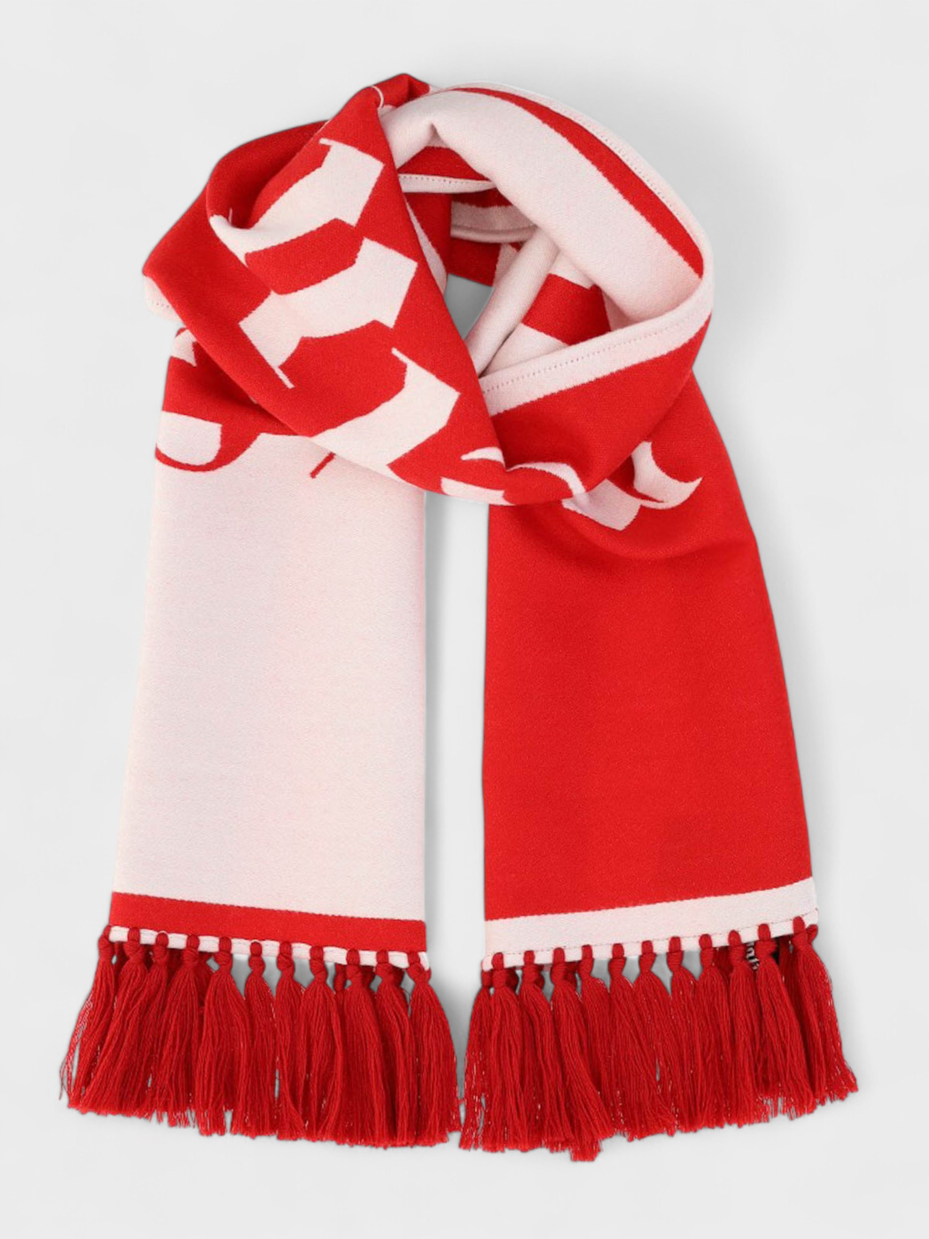Palm Angels Logo Knitted Scarf Red White
