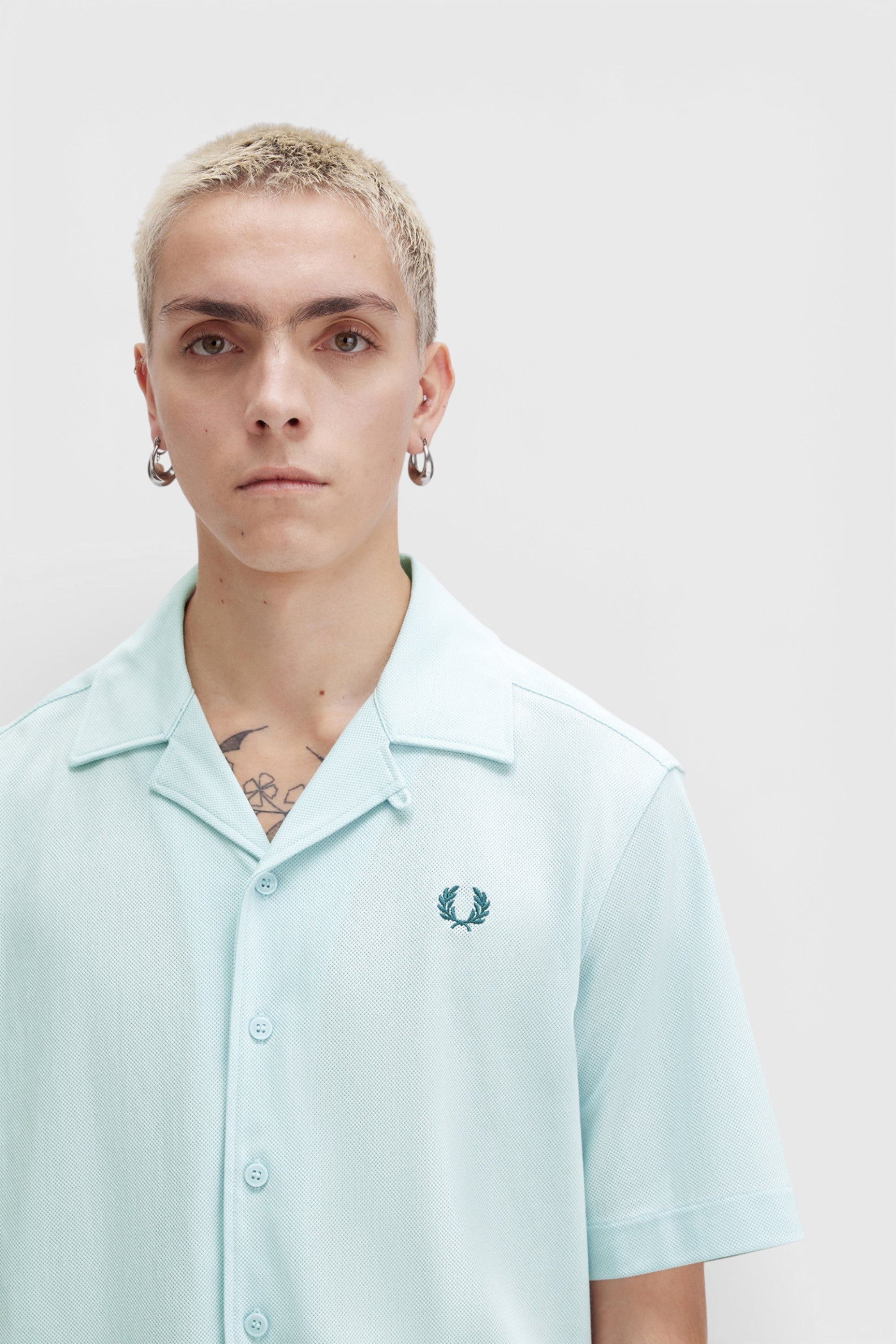 Fred Perry Compress Mesh Revere Shirt Light Ice Blue