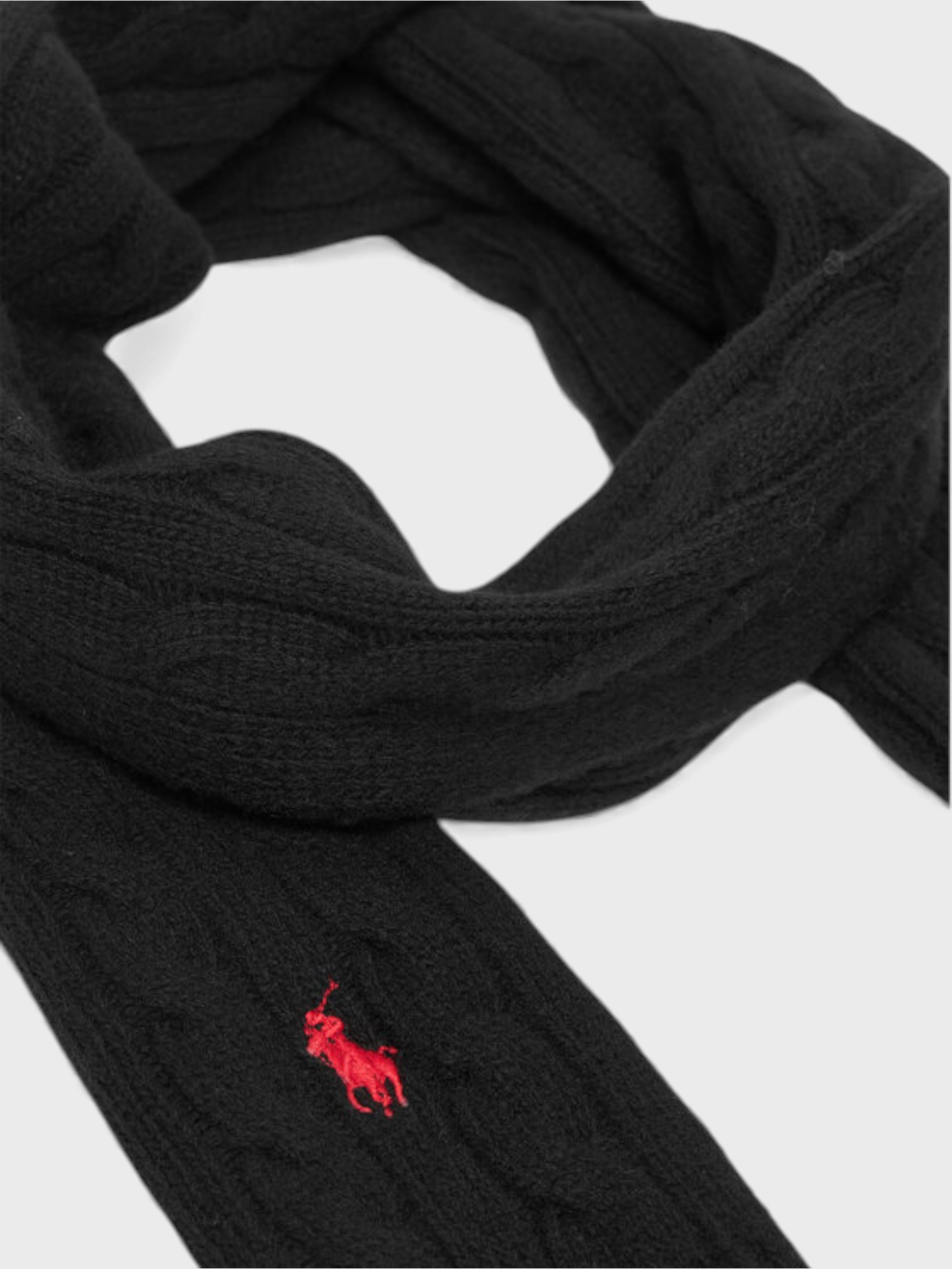 Polo Ralph Lauren Cable Knit Scarf Black
