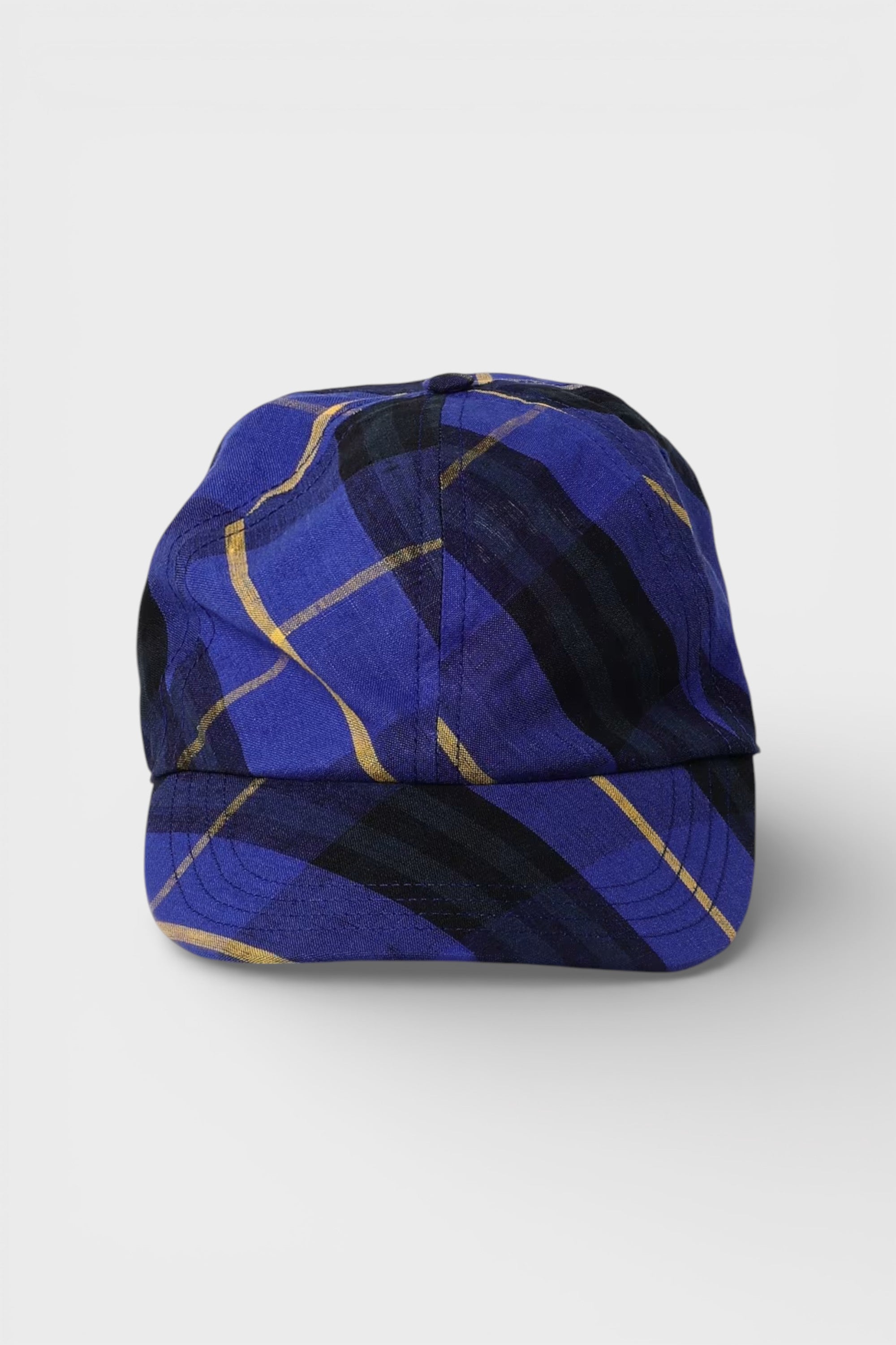 Burberry Linen Check Baseball Cap Blue