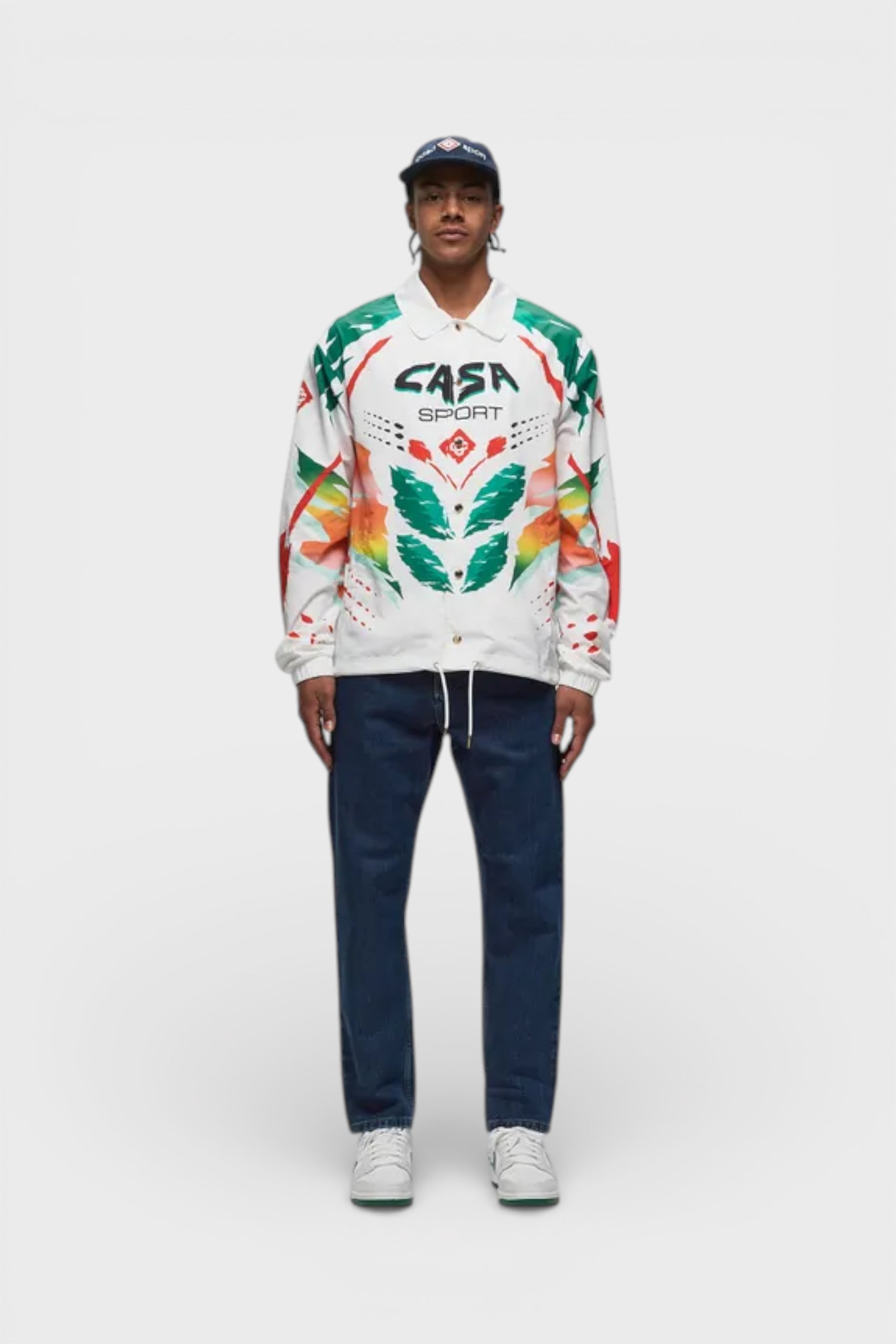 Printed Coach Jacket Casa Moto White