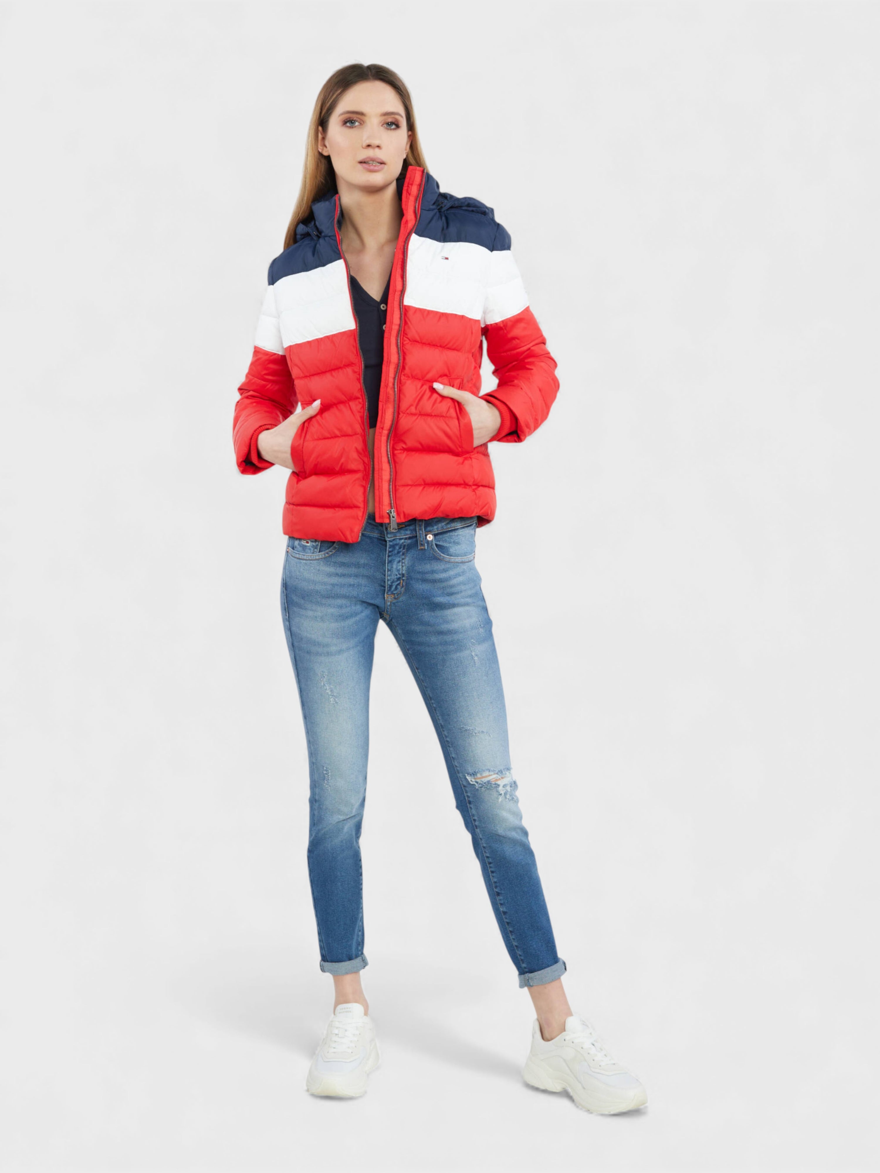 Tommy Jeans Colourblock Jacket Red Navy