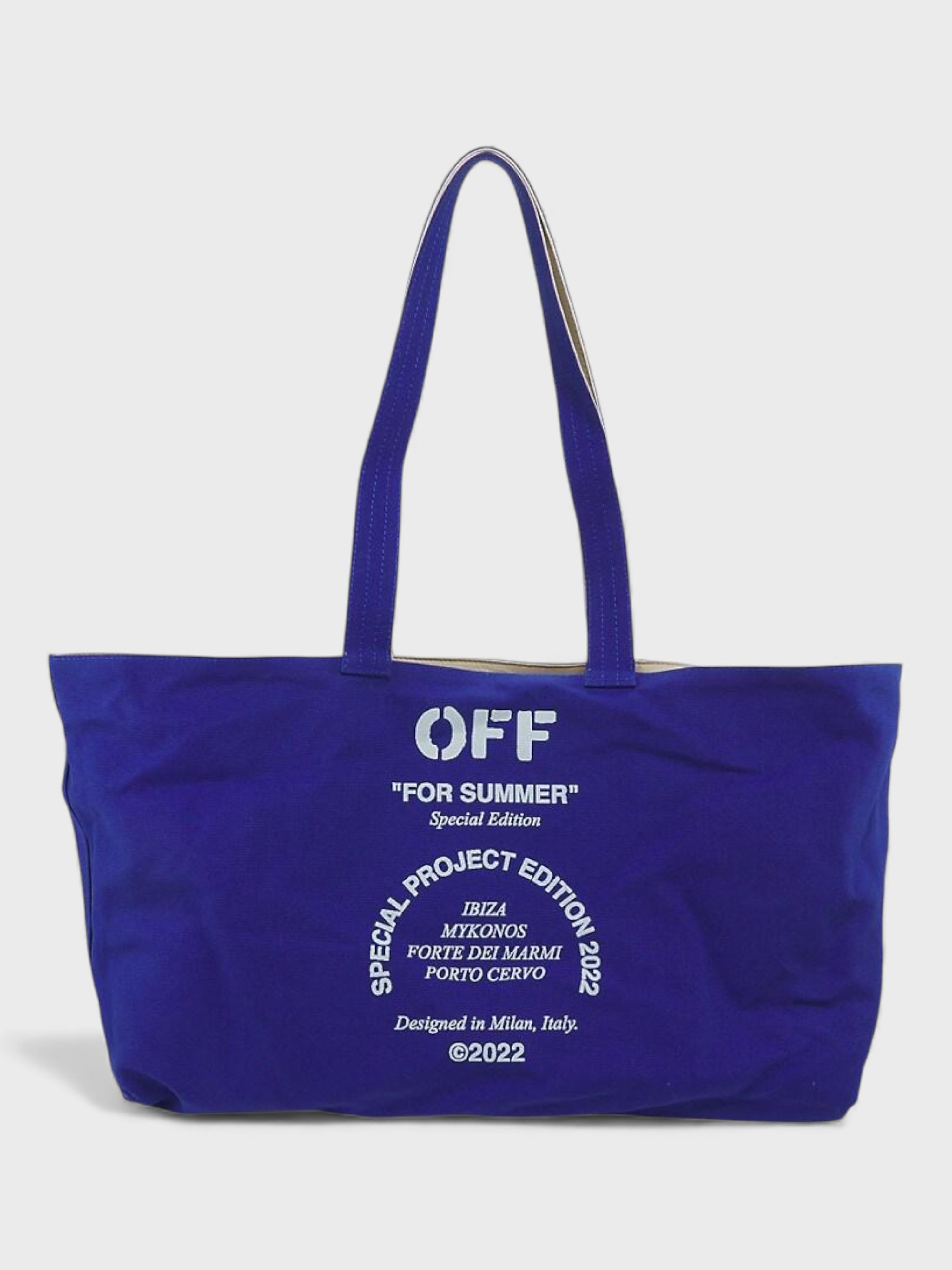 Off-White Reversible Tote Bag Beige Blue