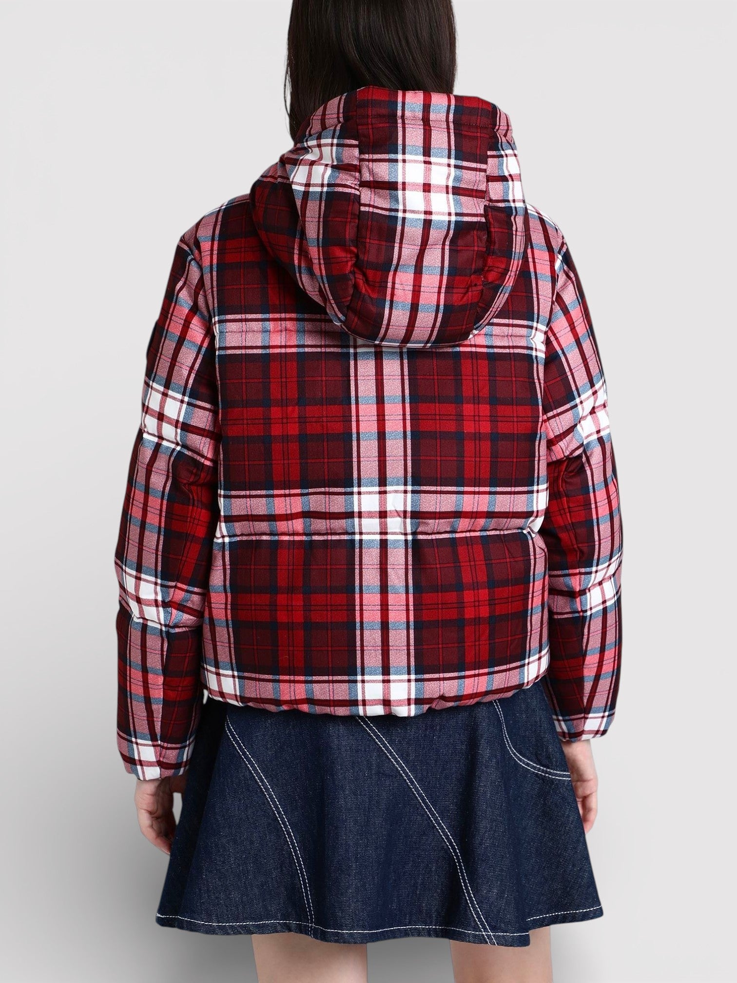 Tommy Hilfiger New York Tartan Puffer Jacket Red