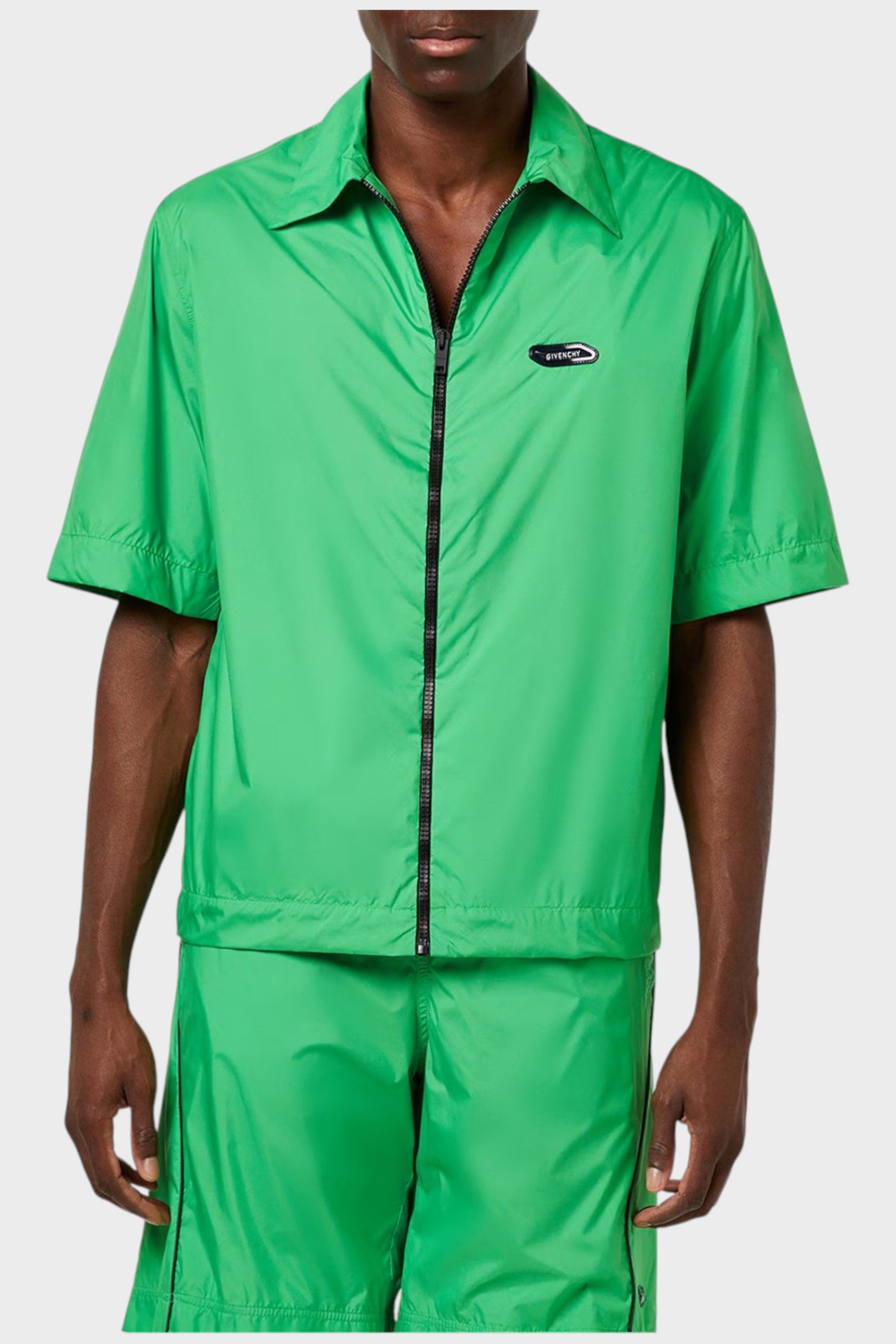 Givenchy Logo Patch Short-Sleeved Overshirt Green