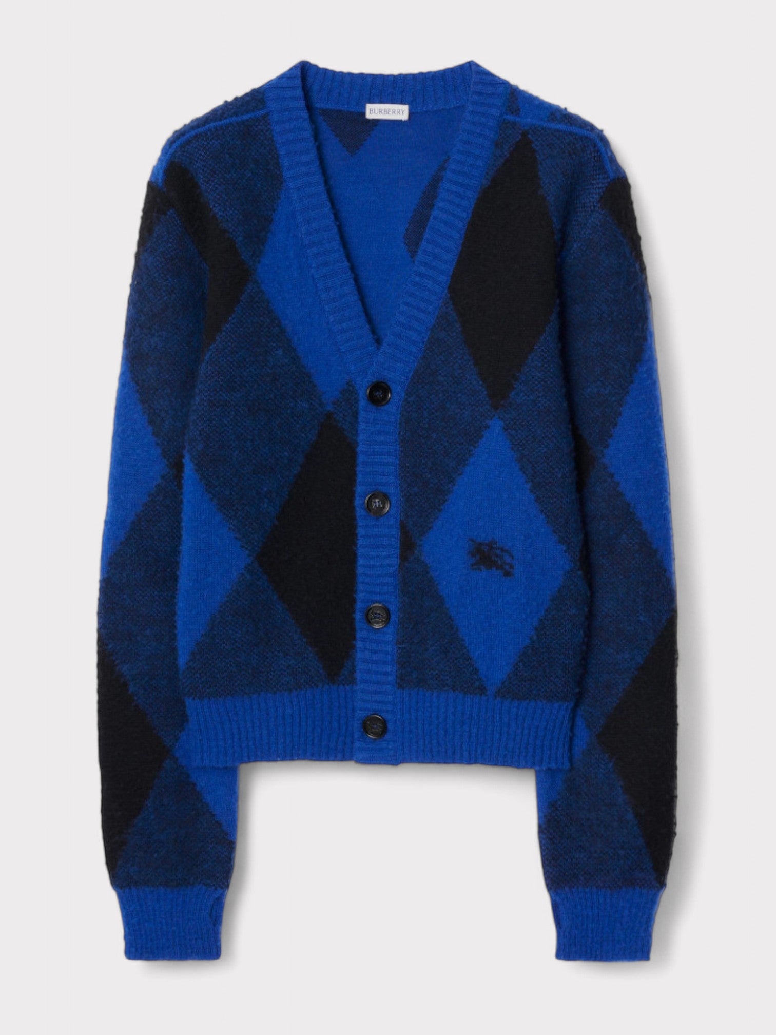 Burberry Argyle Wool Cardigan Checked Blue