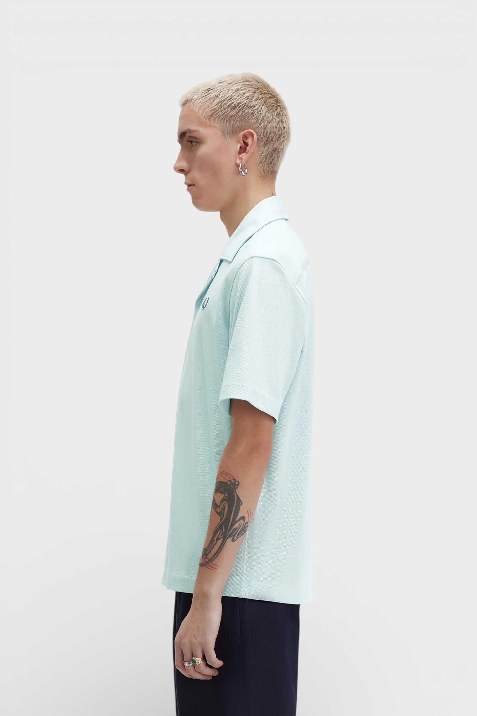 Fred Perry Compress Mesh Revere Shirt Light Ice Blue
