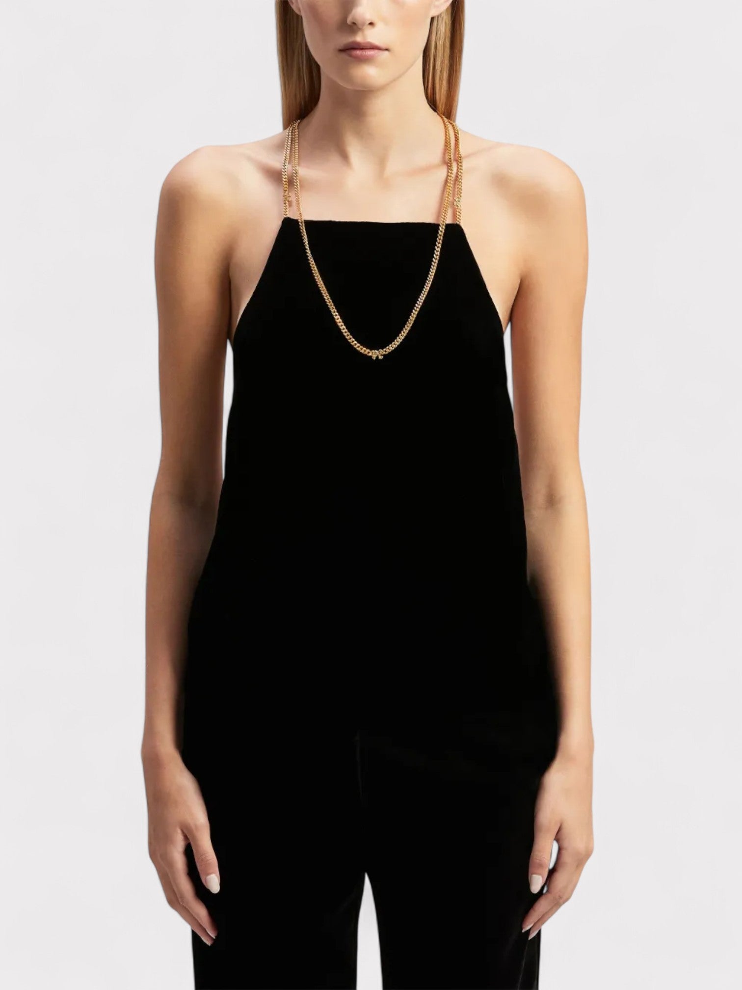 Palm Angels Chain Velvet Top Black