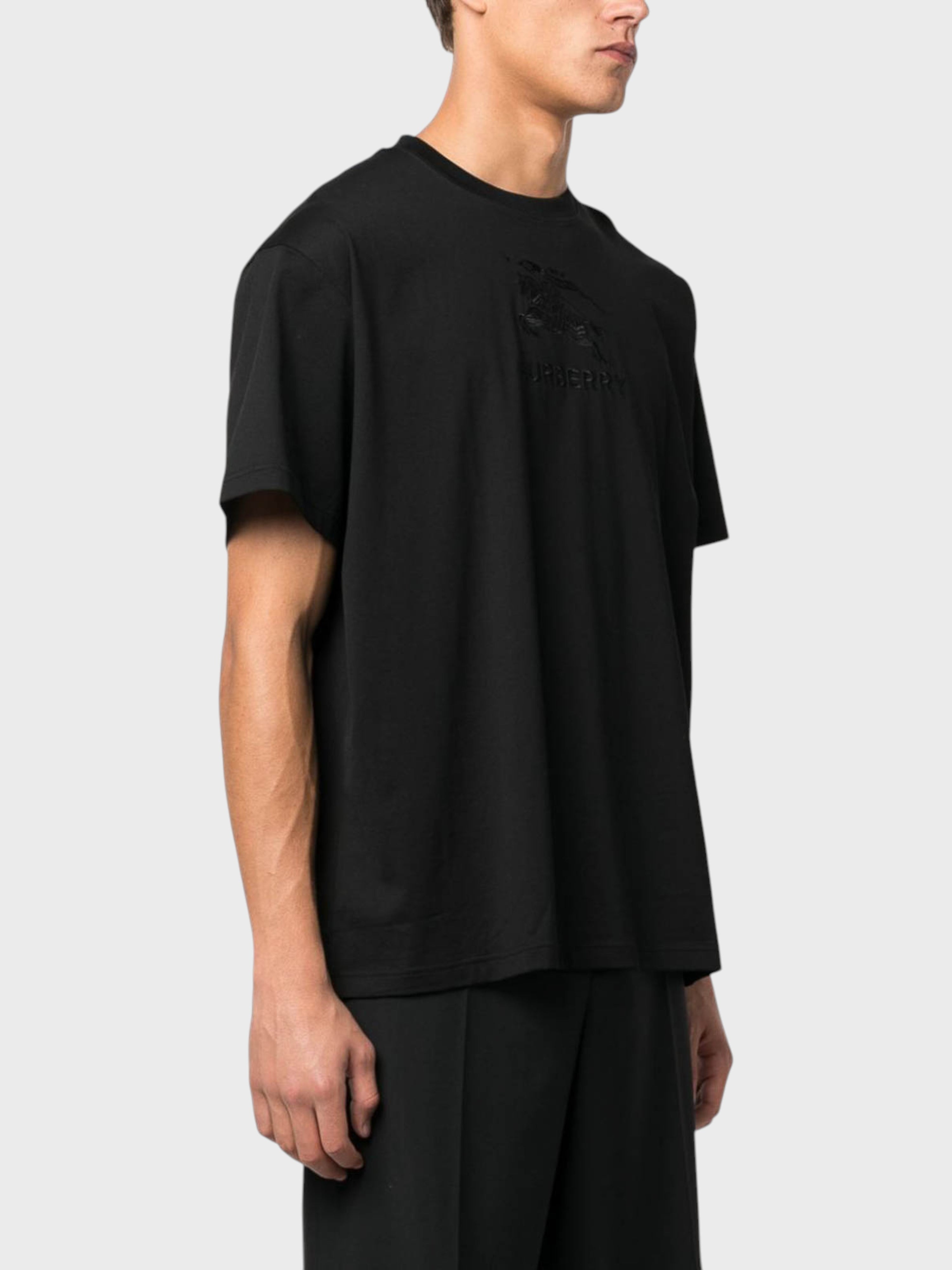 Burberry Cotton T Shirt Embroidered Black
