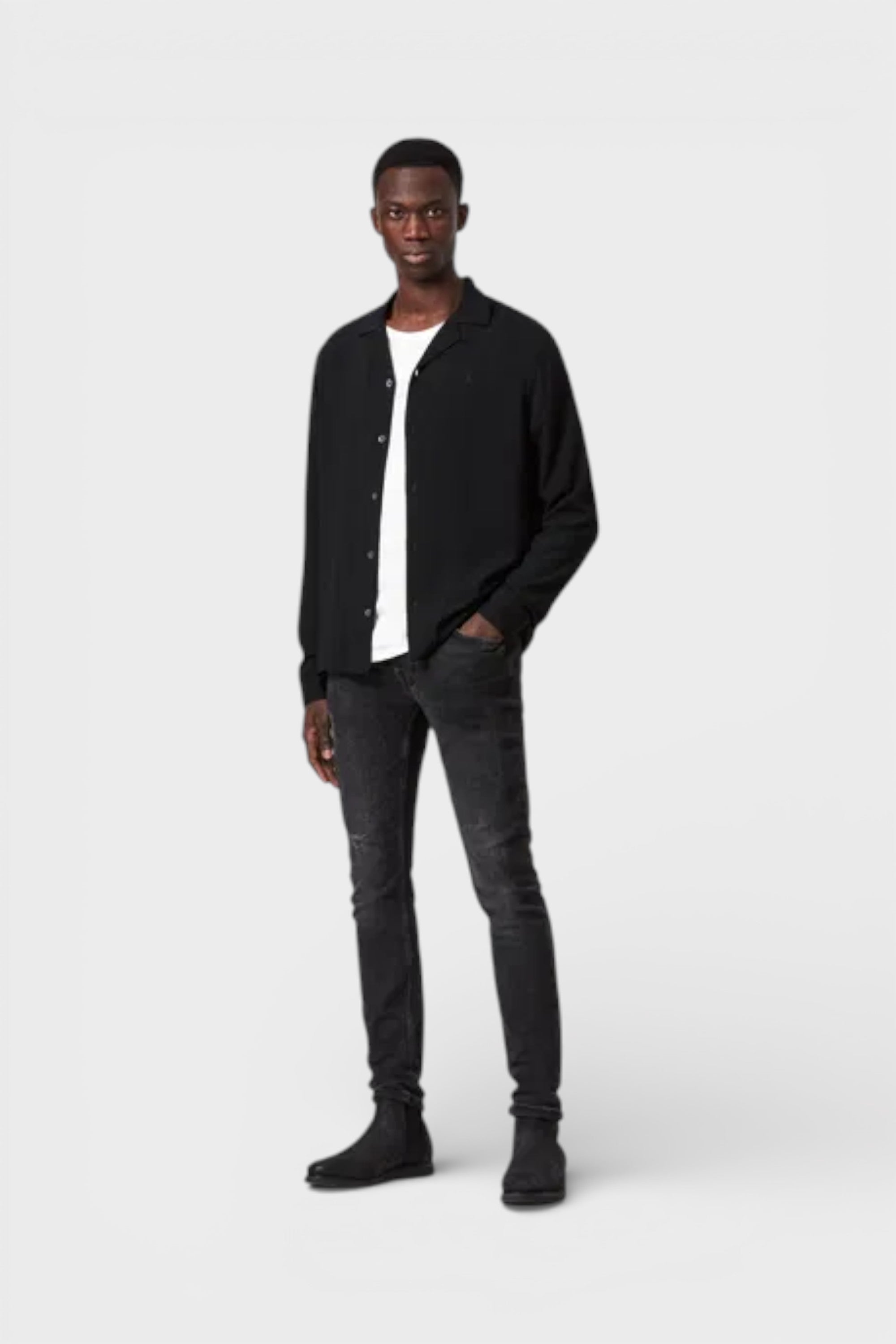 All Saints Venice Long Sleeve Shirt Black