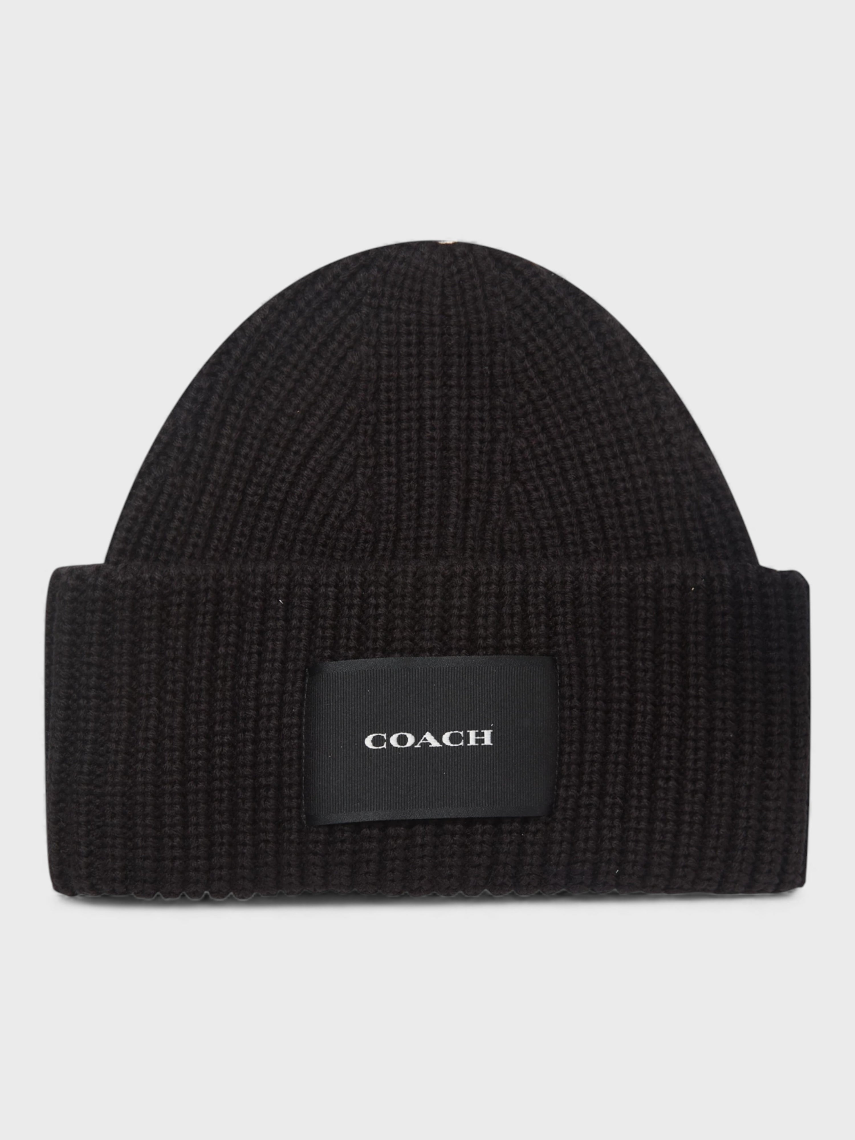 Coach Woven Patch Beanie Black