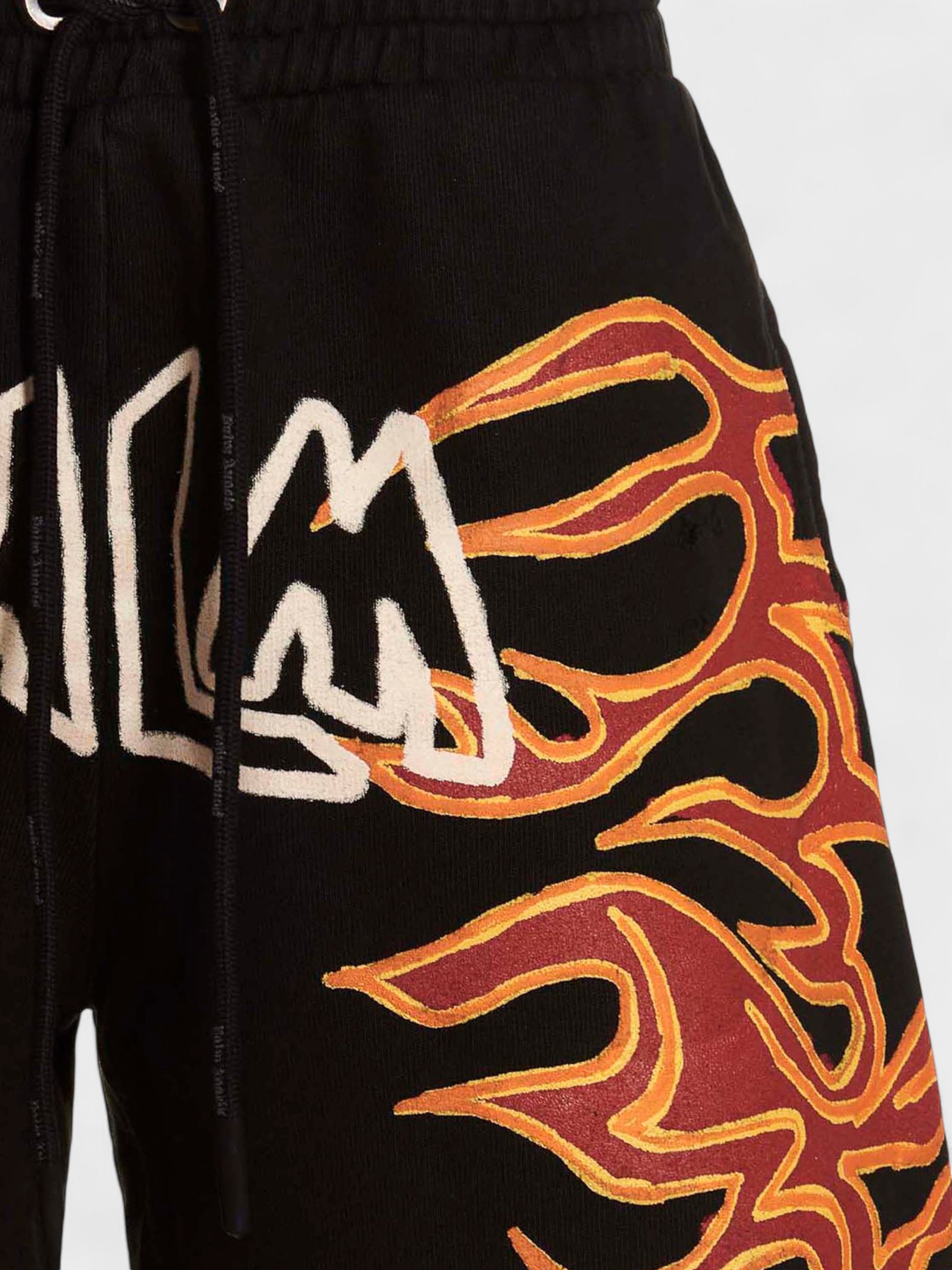 Palm Angels Graffiti Flames Sweatshorts Black