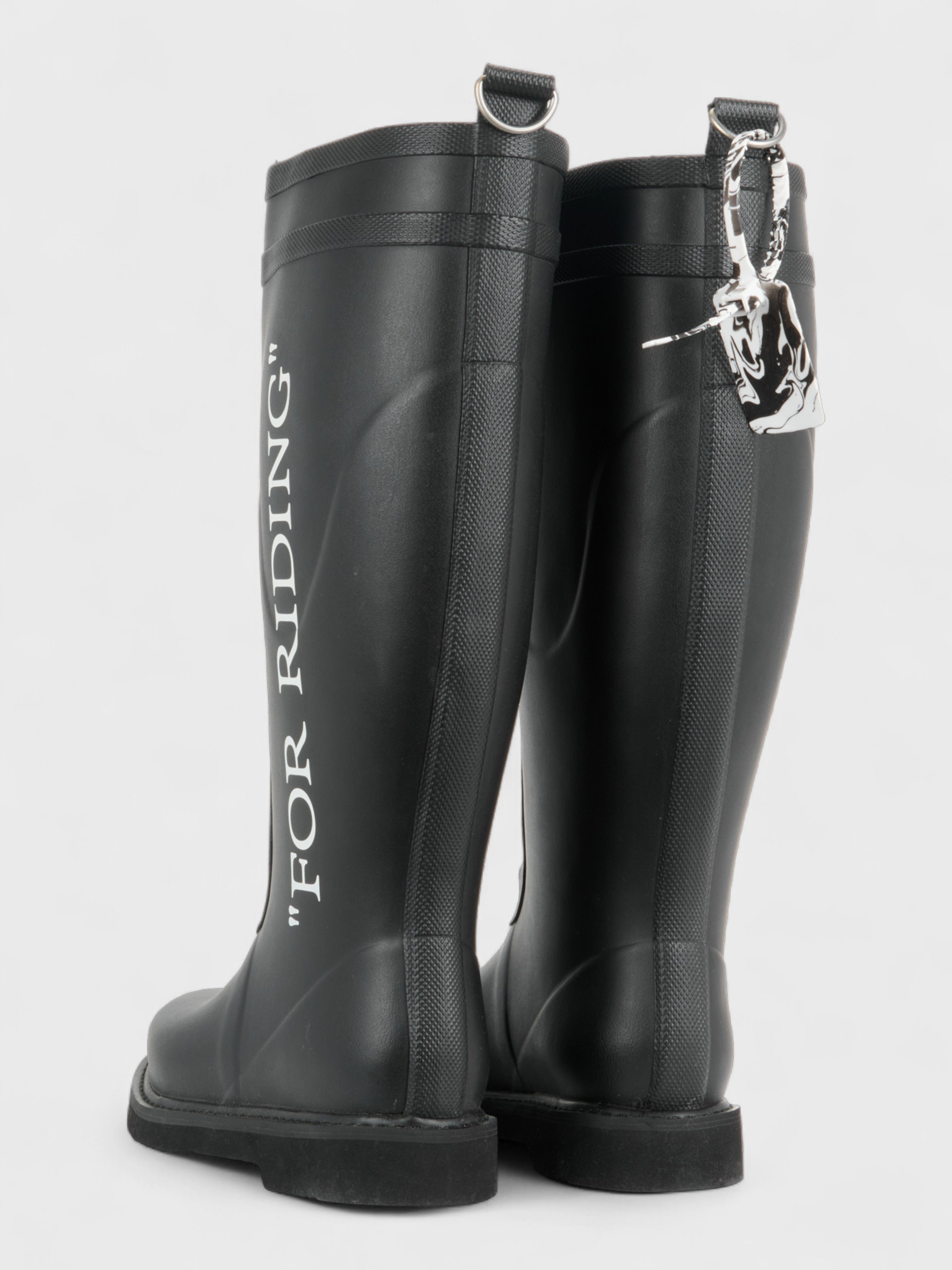 Off-White Logo Wellington Boots "For Riding" Black