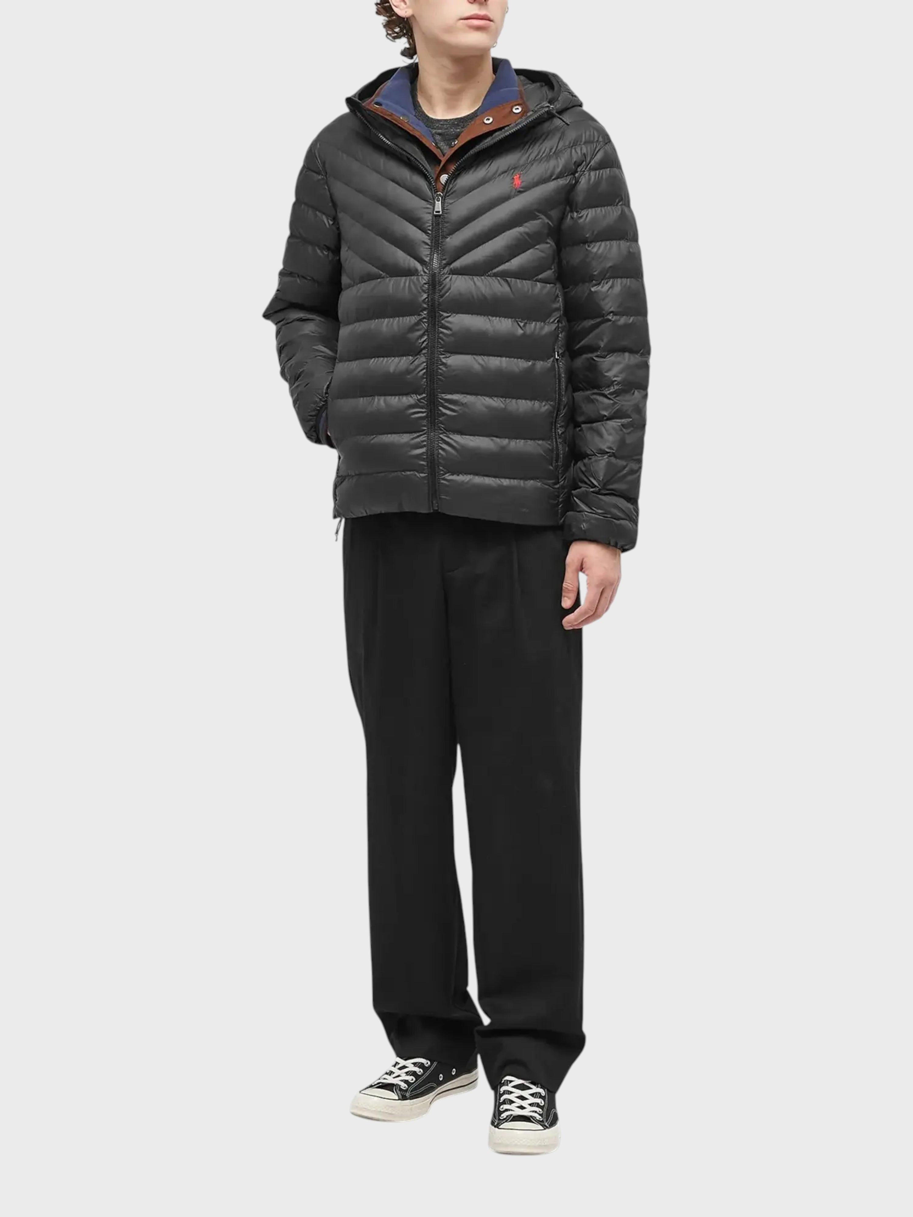 Polo Ralph Lauren Men's Terra Chevron Insulated Hooded Jacket Polo Black