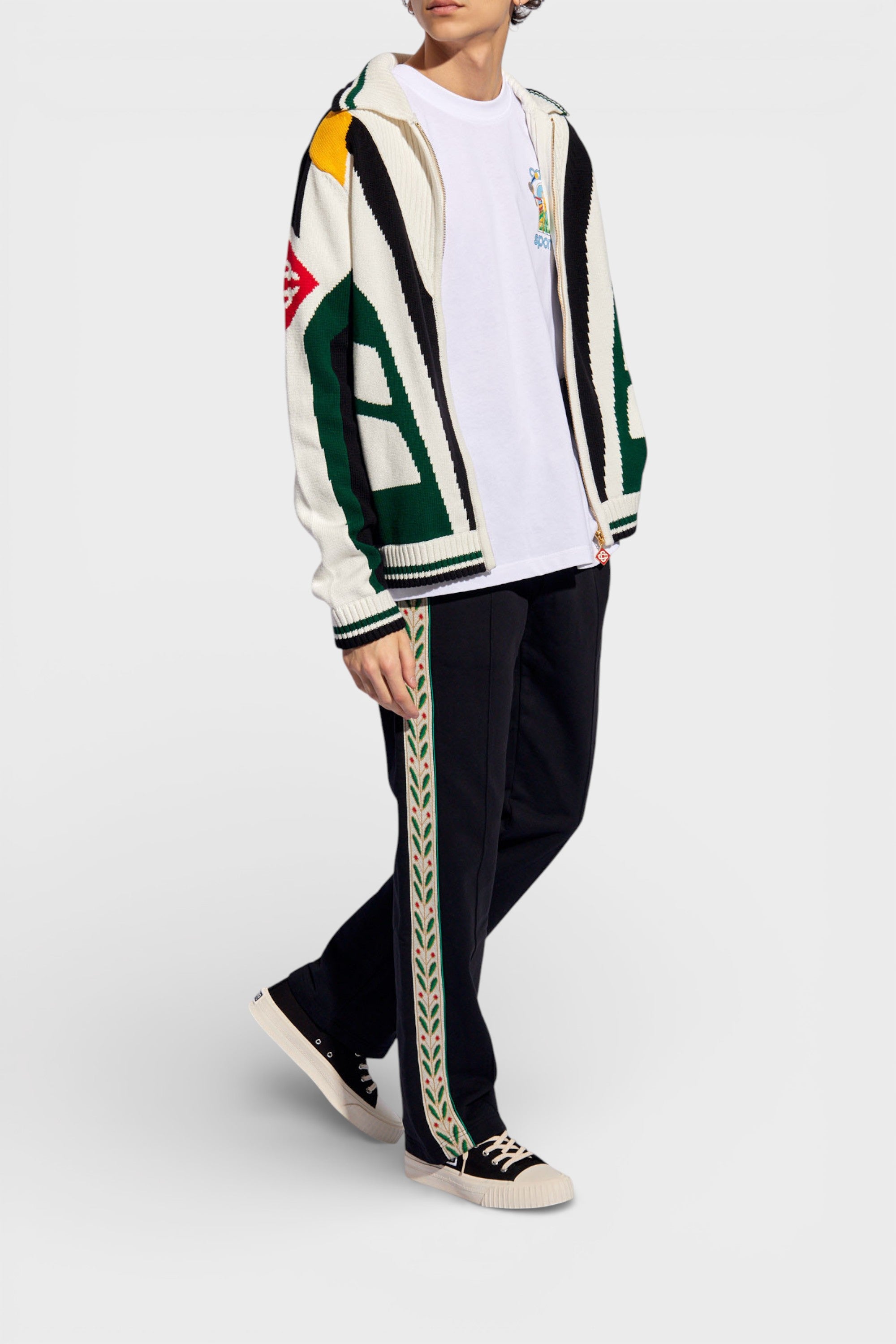 Tape Panelled Sweatpants Laurel Logo Black