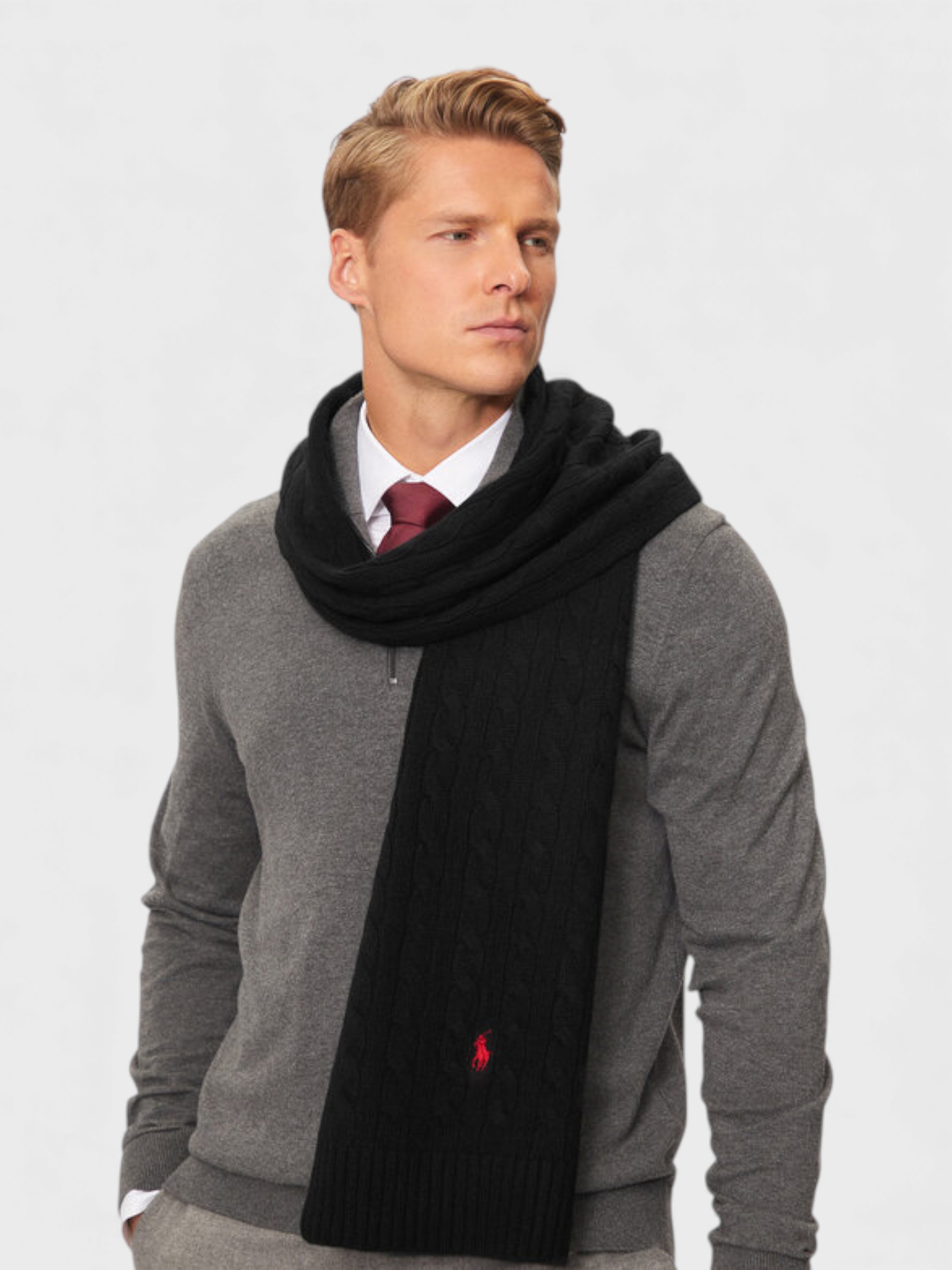 Polo Ralph Lauren Cable Knit Scarf Black