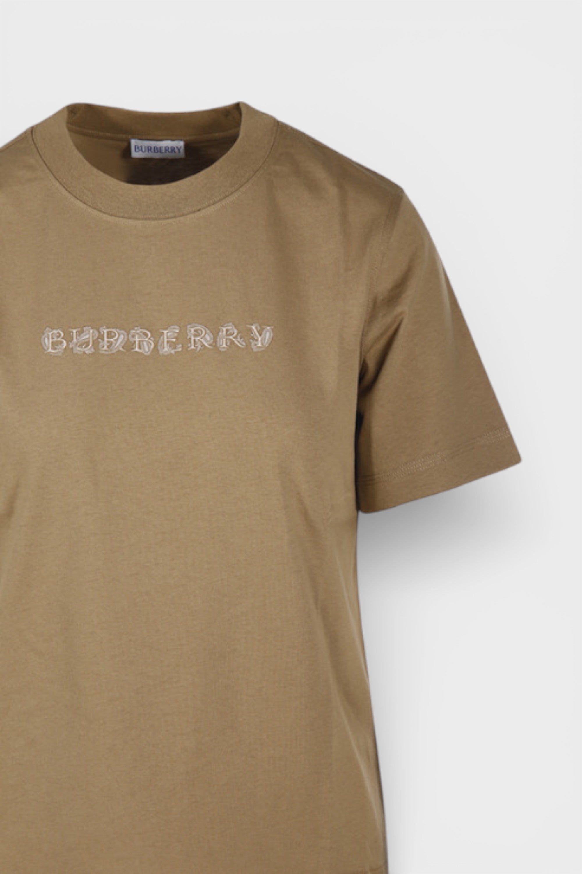 Burberry Paisley Print Logo Cotton T Shirt Teddy Brown