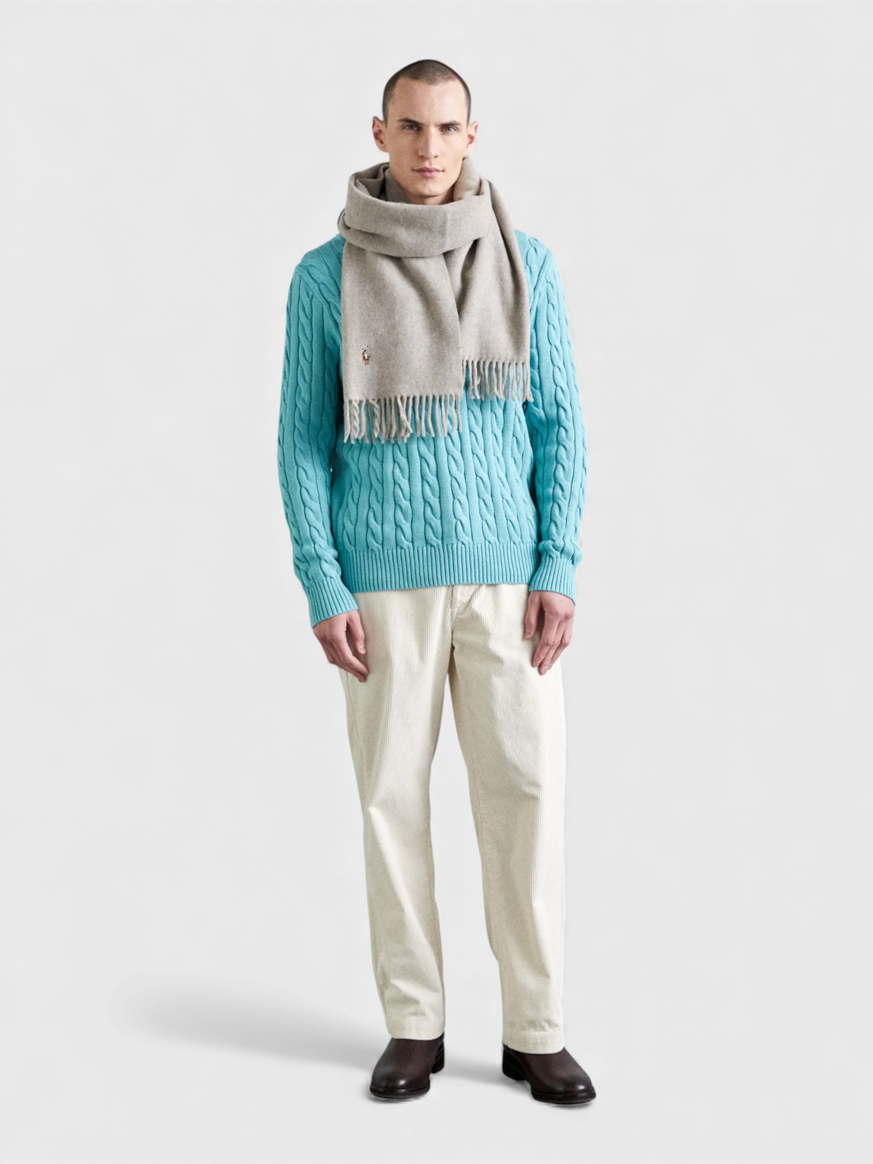 Polo Ralph Lauren Fringe Virgin Wool Scarf Oatmeal