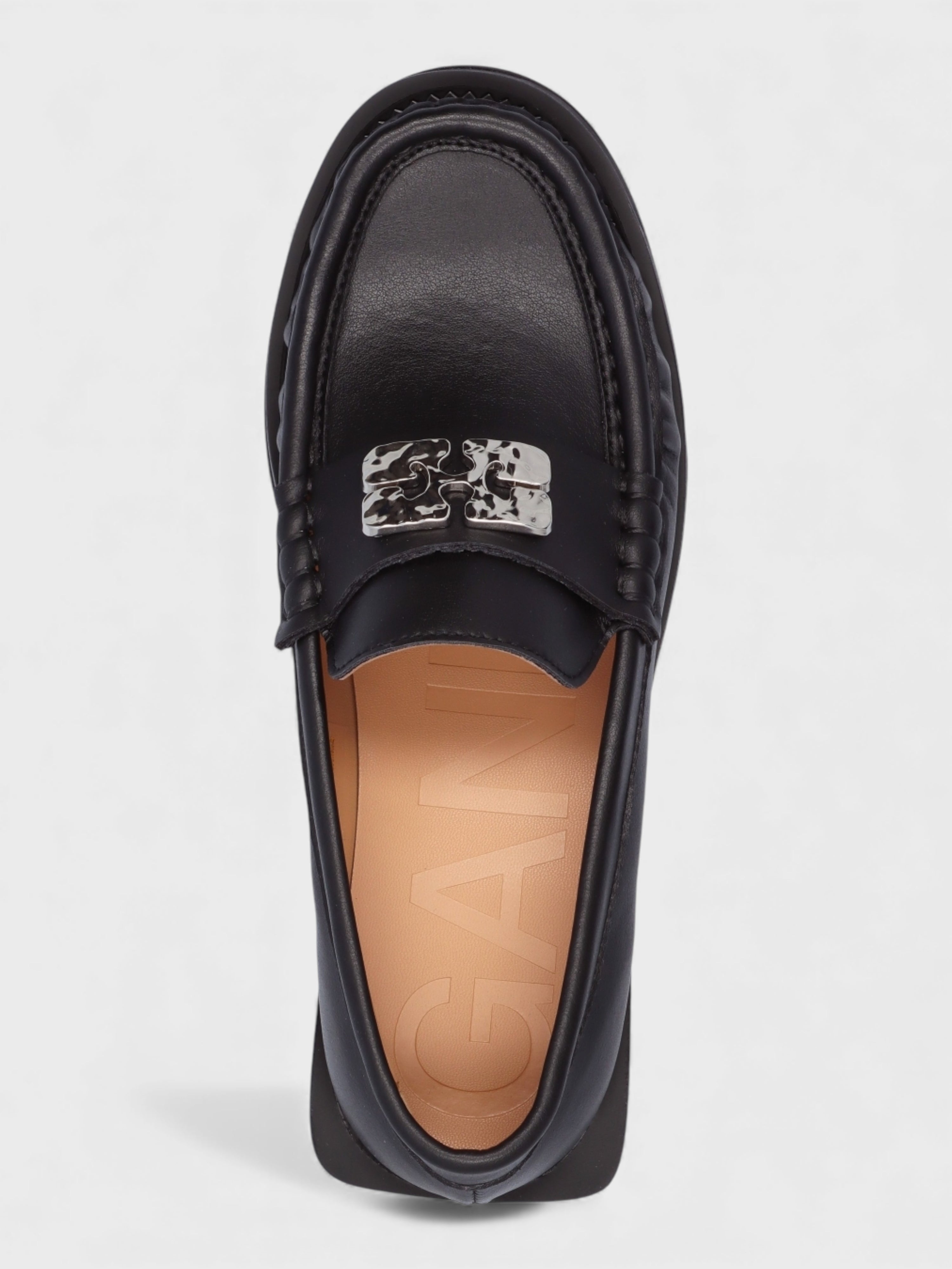 Ganni Butterfly Logo Loafers Black