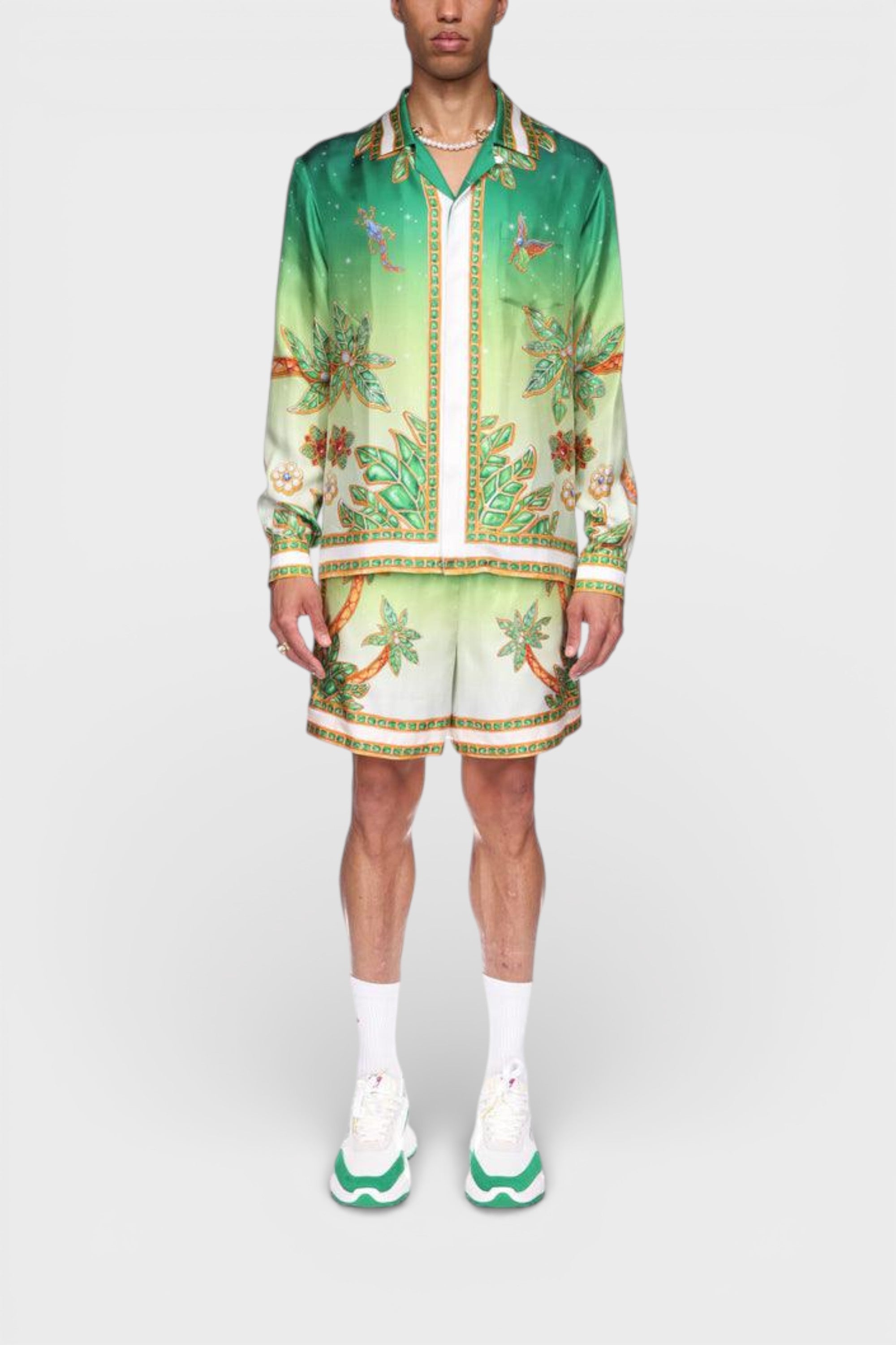 Cuban Collar Long Sleeve Shirt Joyaux D'Afrique