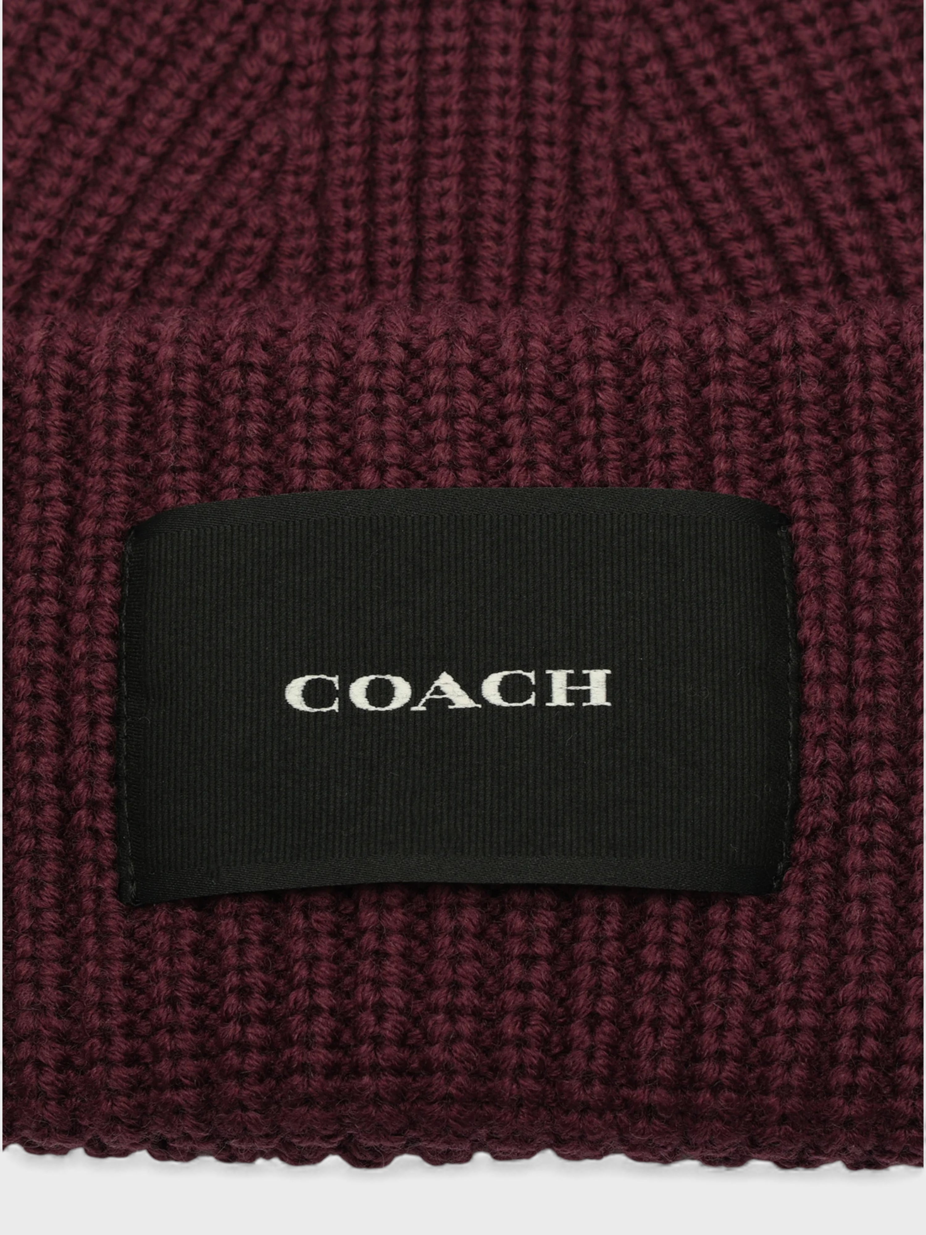 Coach Woven Patch Beanie Oxblood