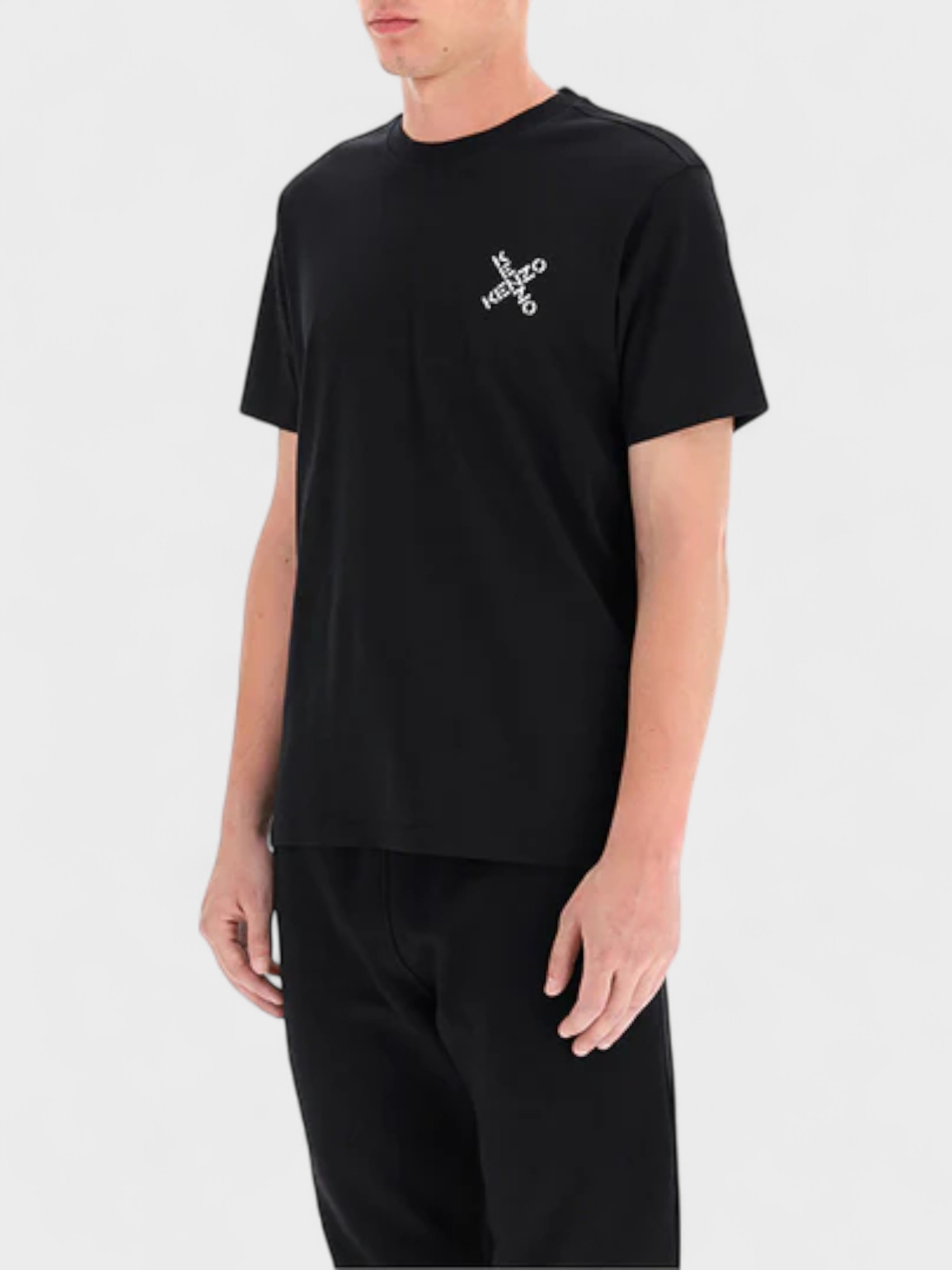 Kenzo Cross Logo Print T Shirt Black