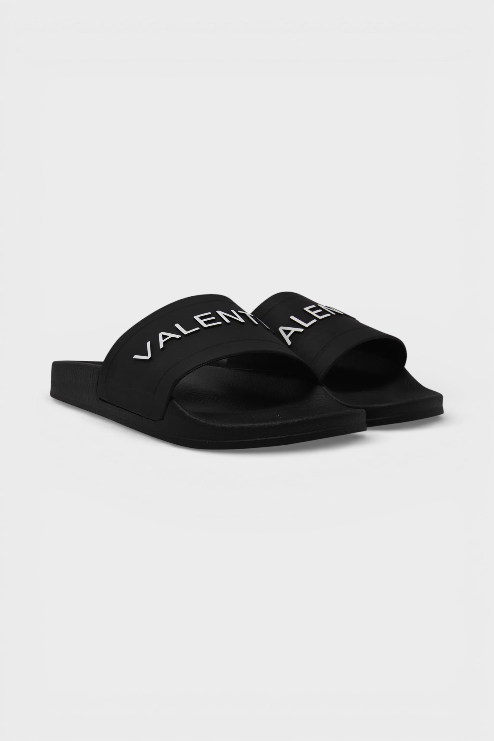 Valentino Logo Rubber Sliders Black