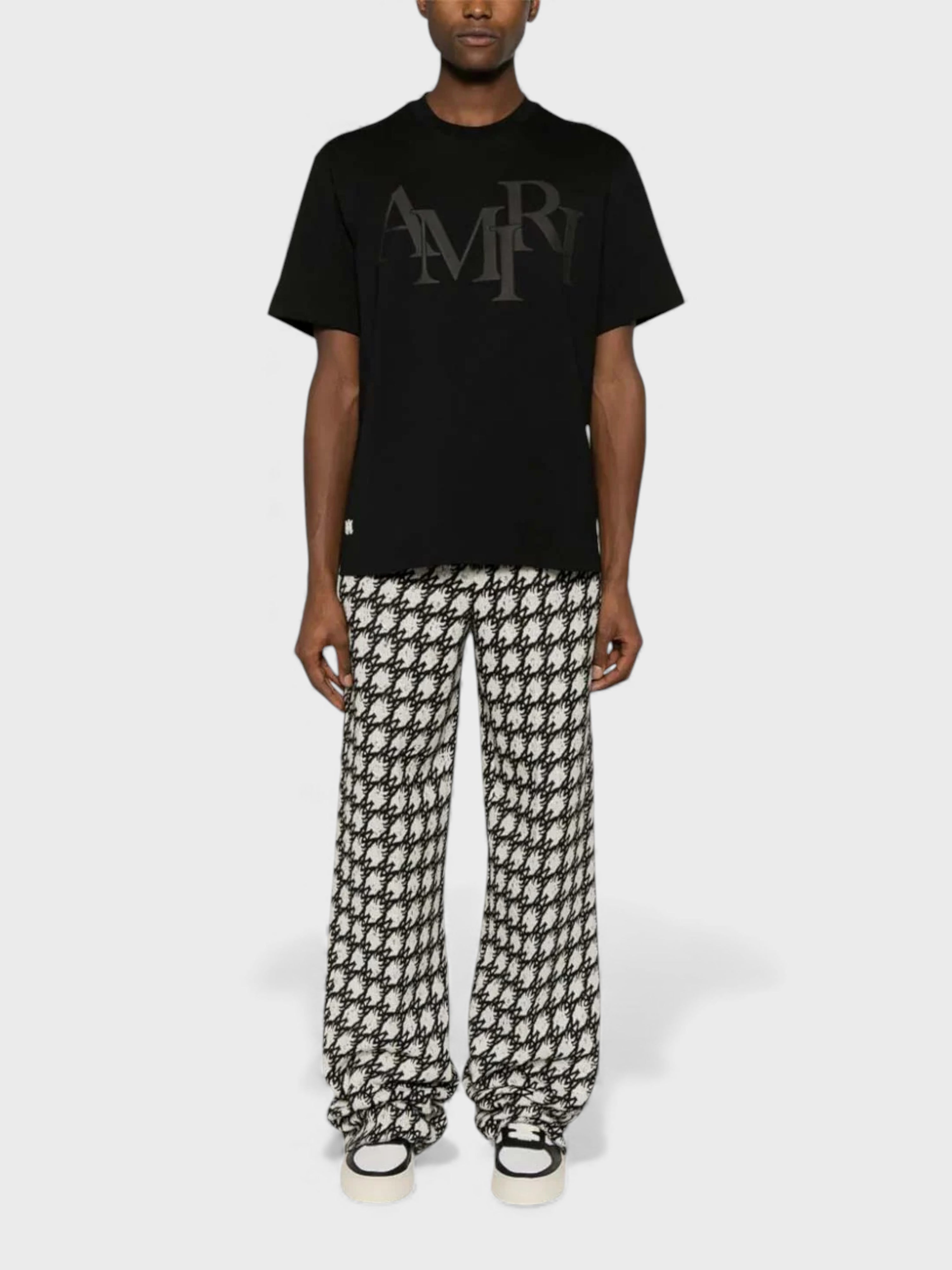 Amiri Staggered Logo T Shirt Black