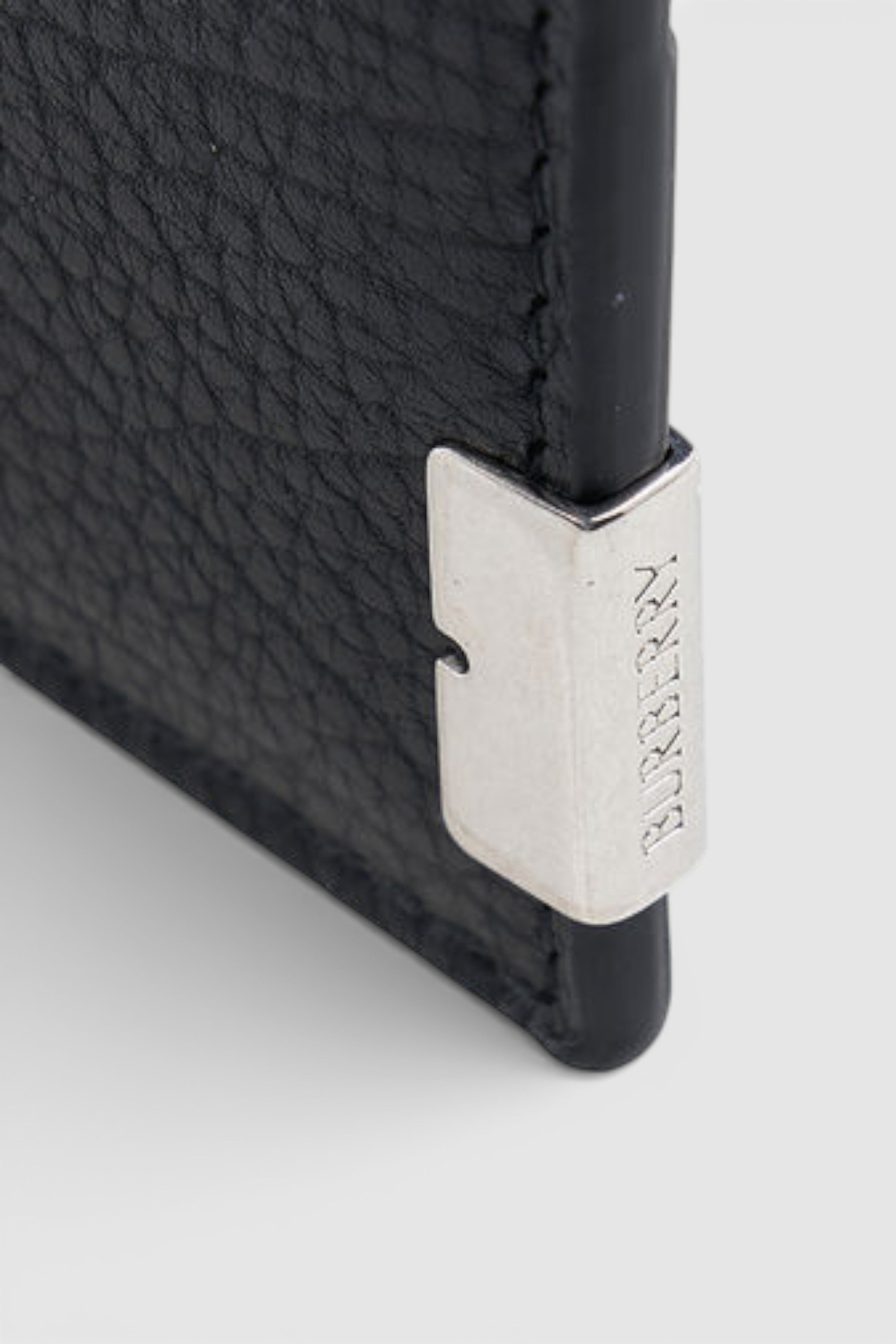 Burberry B-Cut Bifold Grain Leather Textured Wallet Black