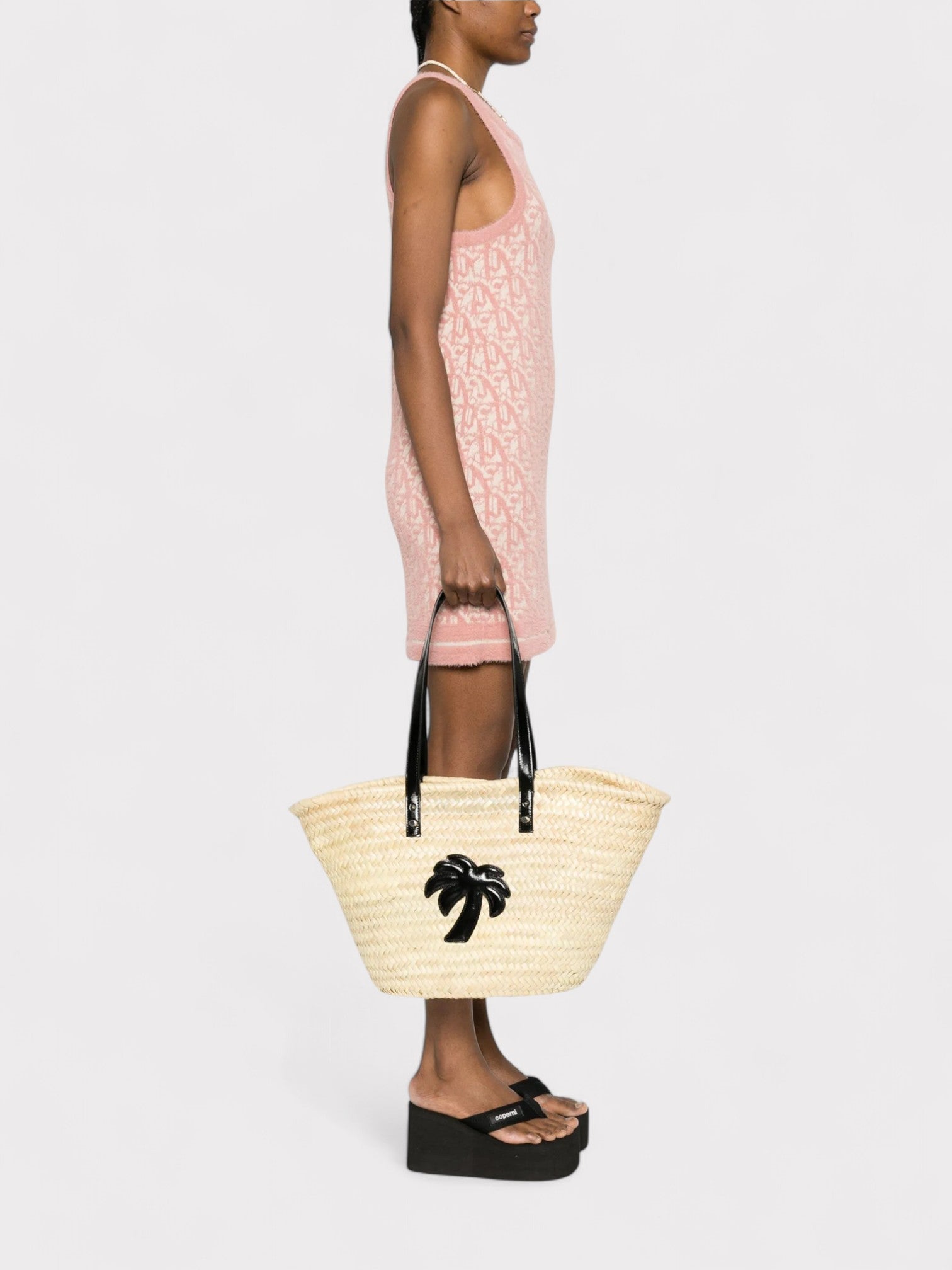 Palm Angels Bucket Bag Beige Black