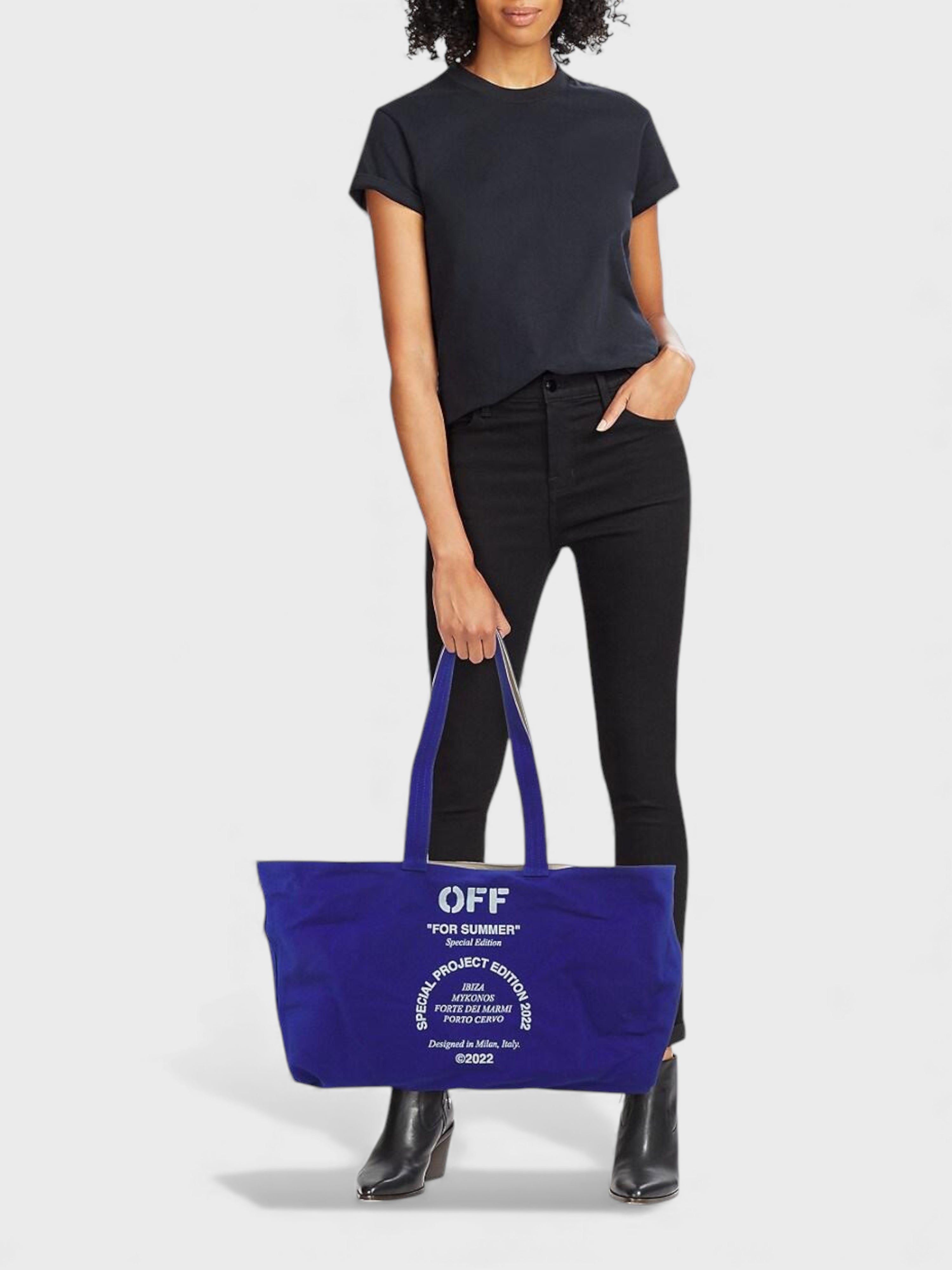 Off-White Reversible Tote Bag Beige Blue