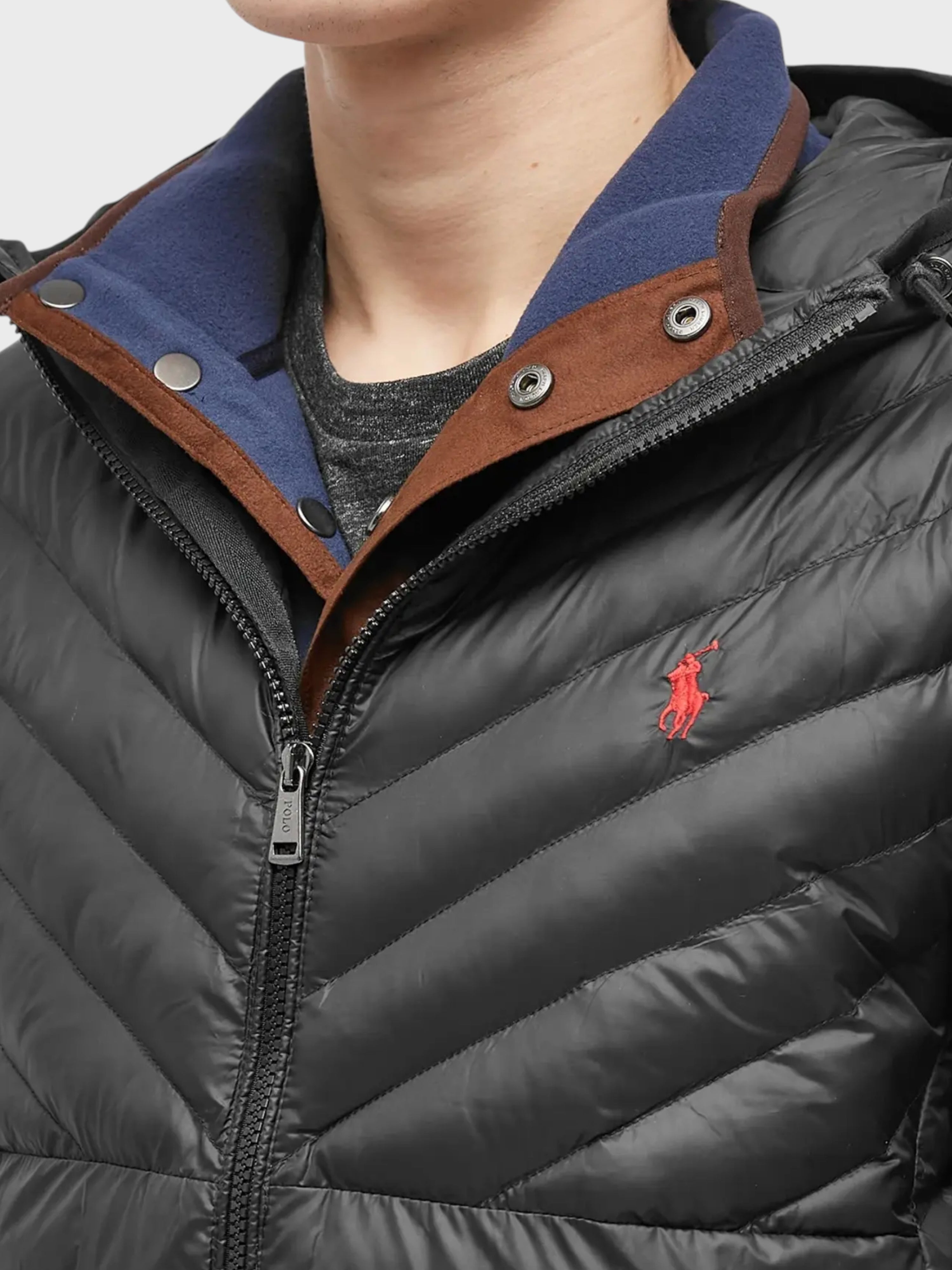 Polo Ralph Lauren Men's Terra Chevron Insulated Hooded Jacket Polo Black