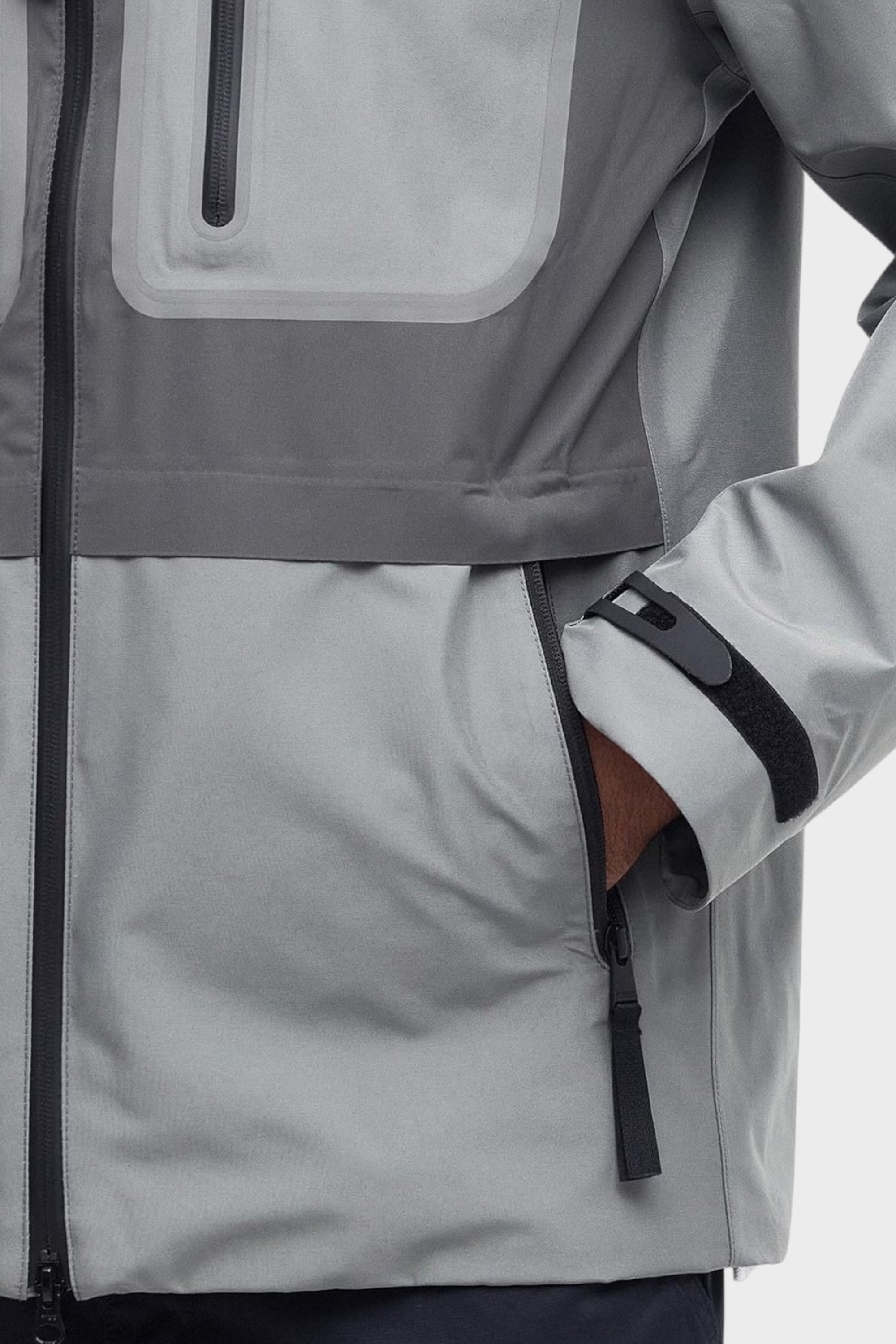 Barbour International Men's Chevin Waterproof Concealed Hood Rain Anorak Grey