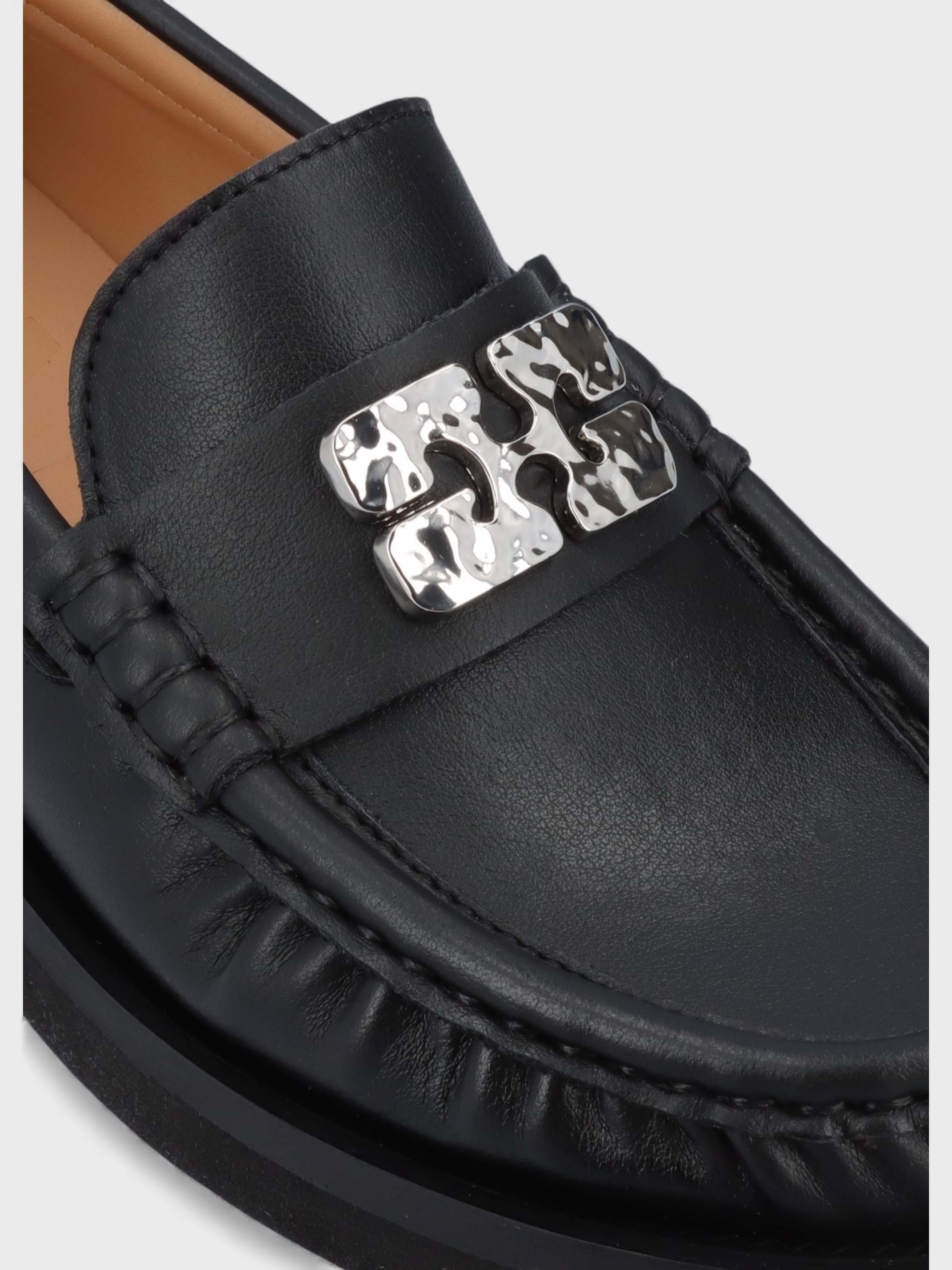 Ganni Butterfly Logo Loafers Black