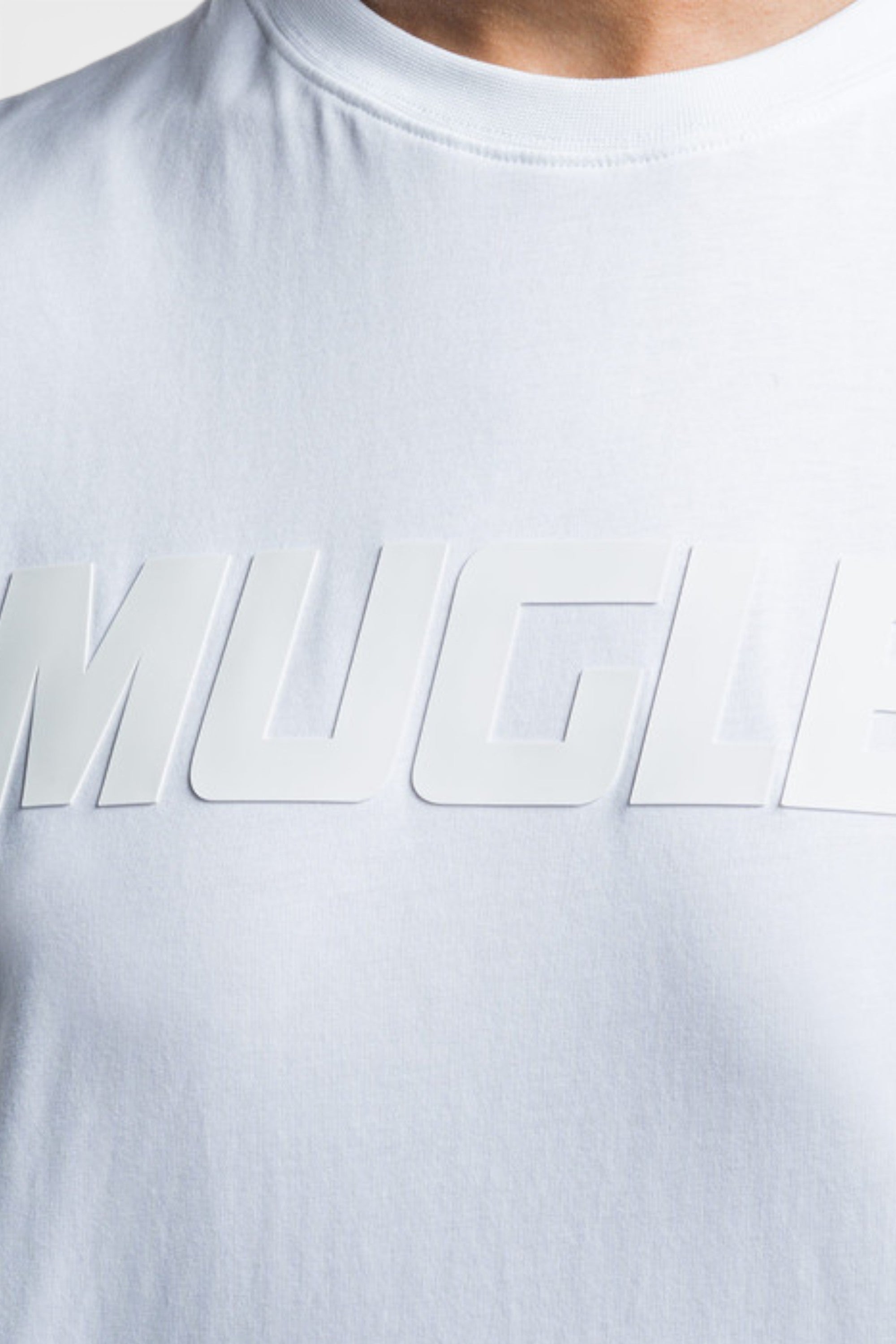 Mugler Logo Print Oversized Tee Warm White