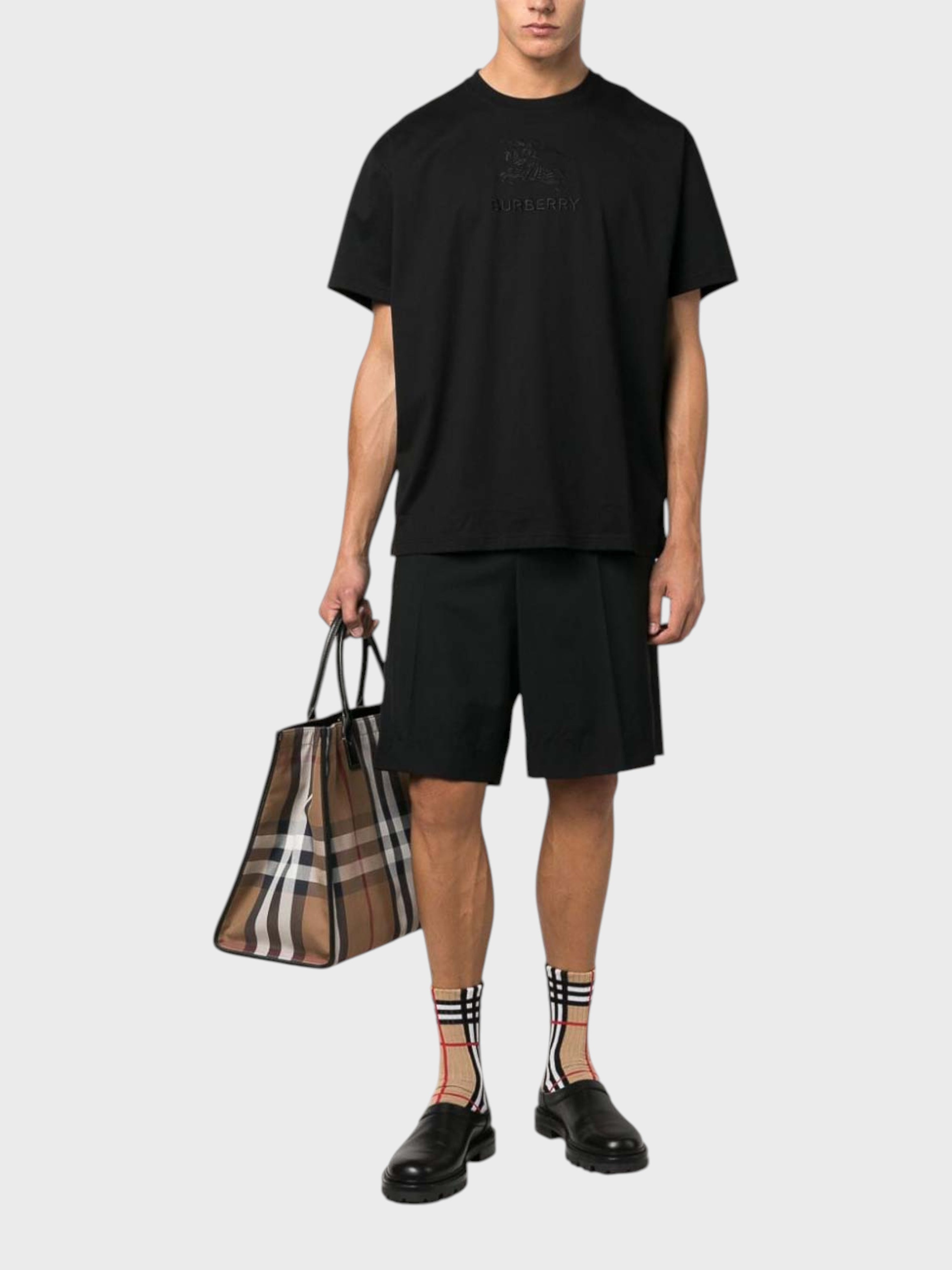 Burberry Cotton T Shirt Embroidered Black