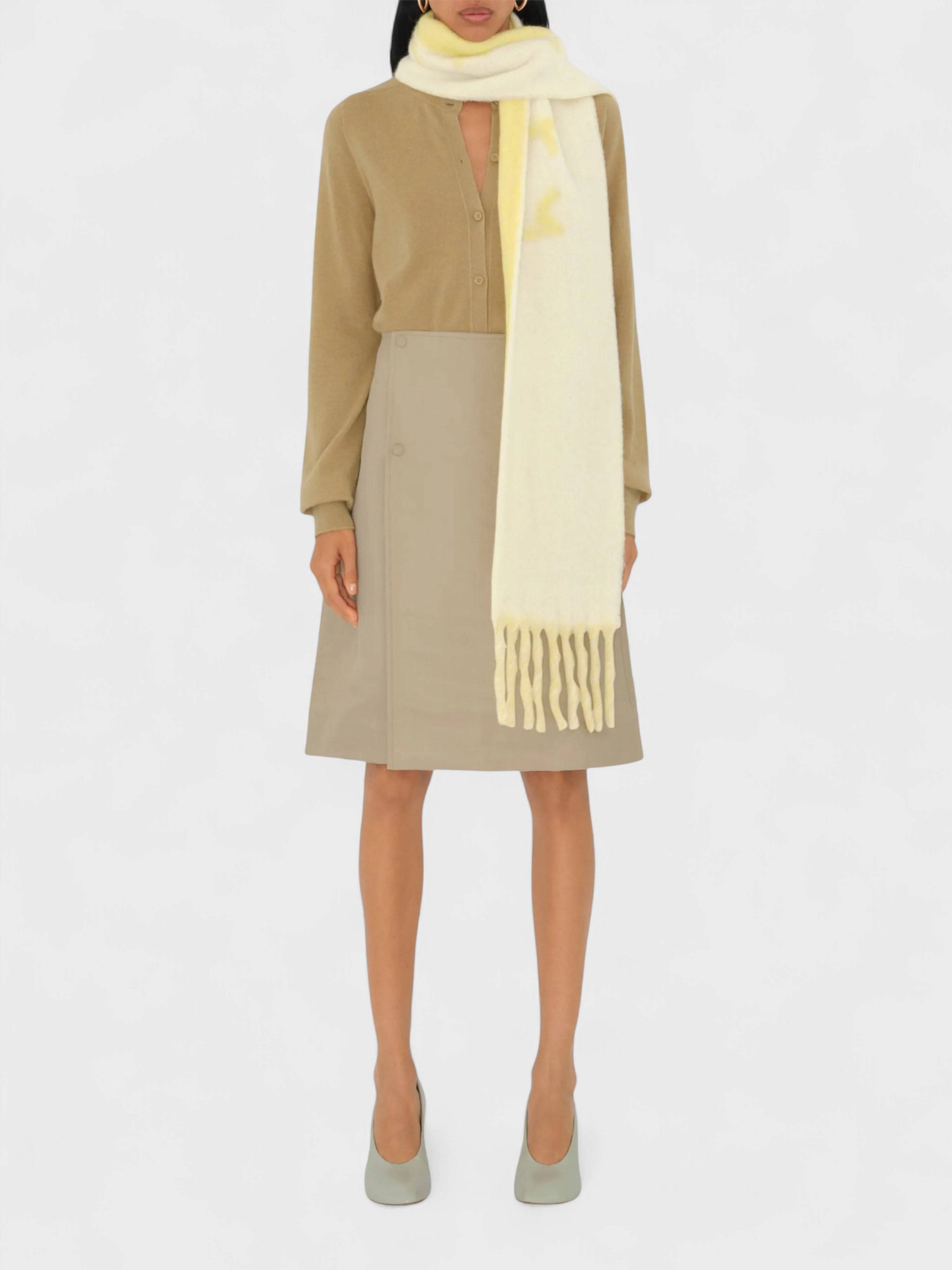 Burberry Logo Intarsia Reversible Scarf Alpaca Wool