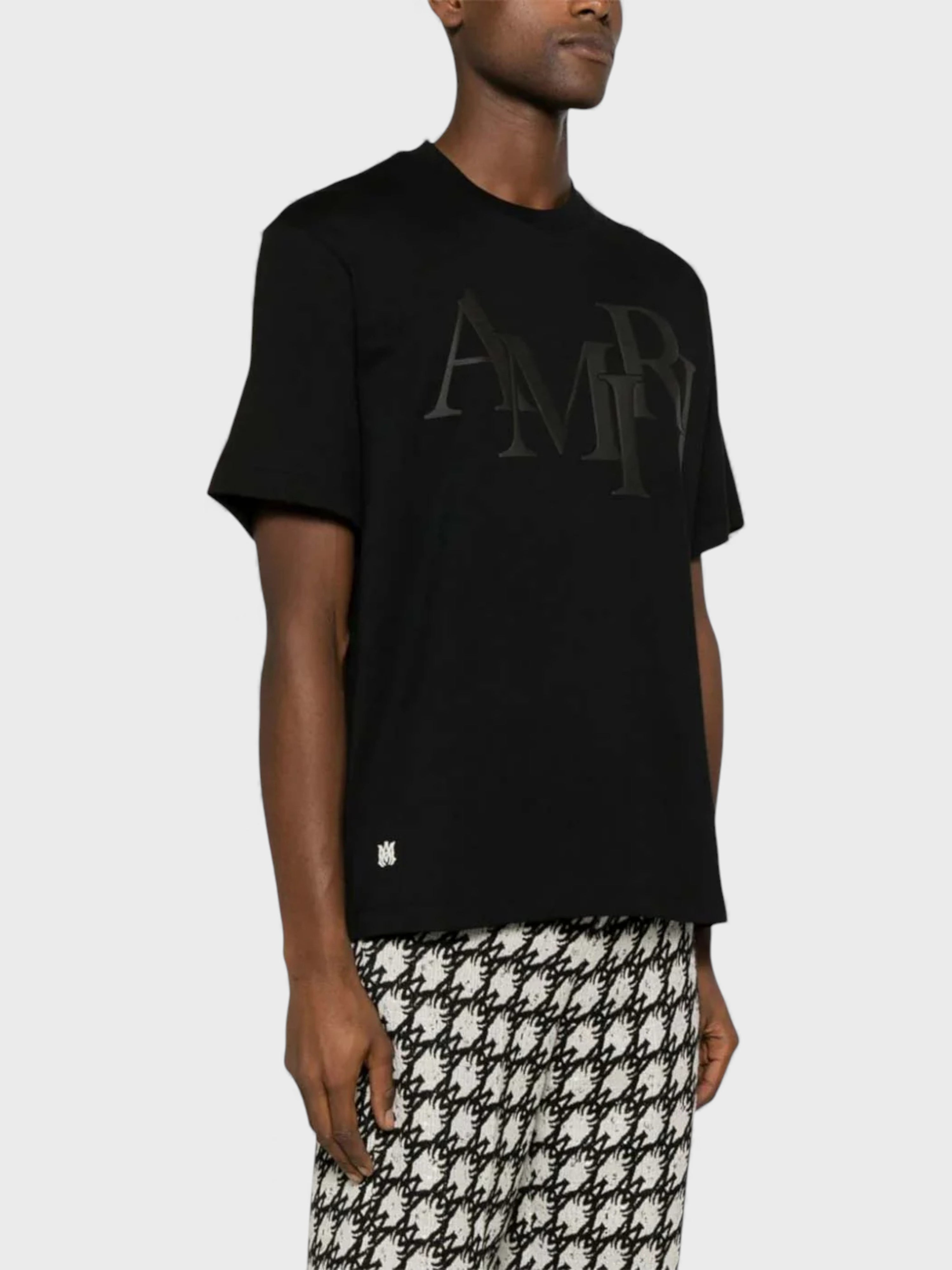 Amiri Staggered Logo T Shirt Black