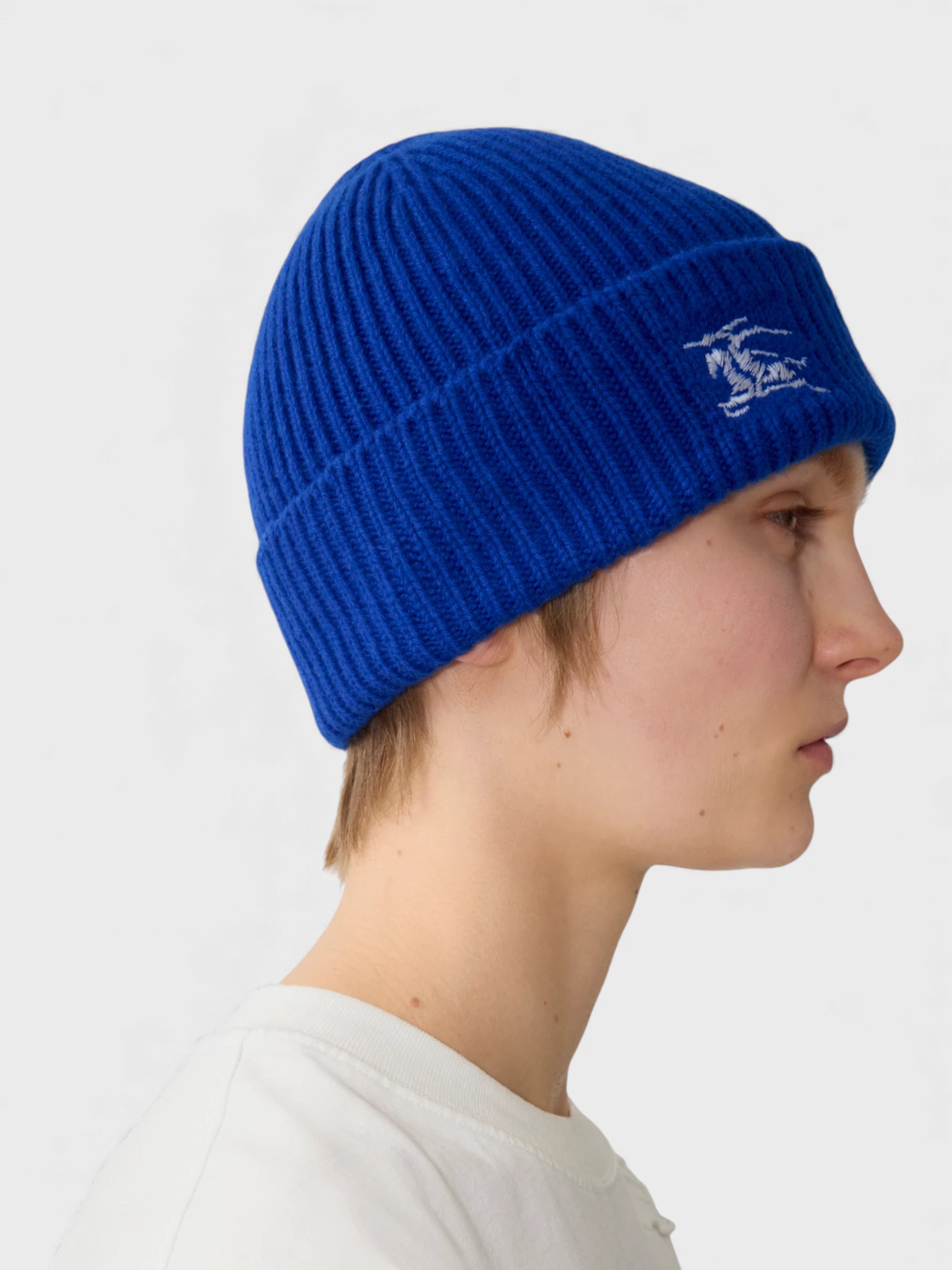 Burberry Ribbed Cashmere Beanie Knight Blue