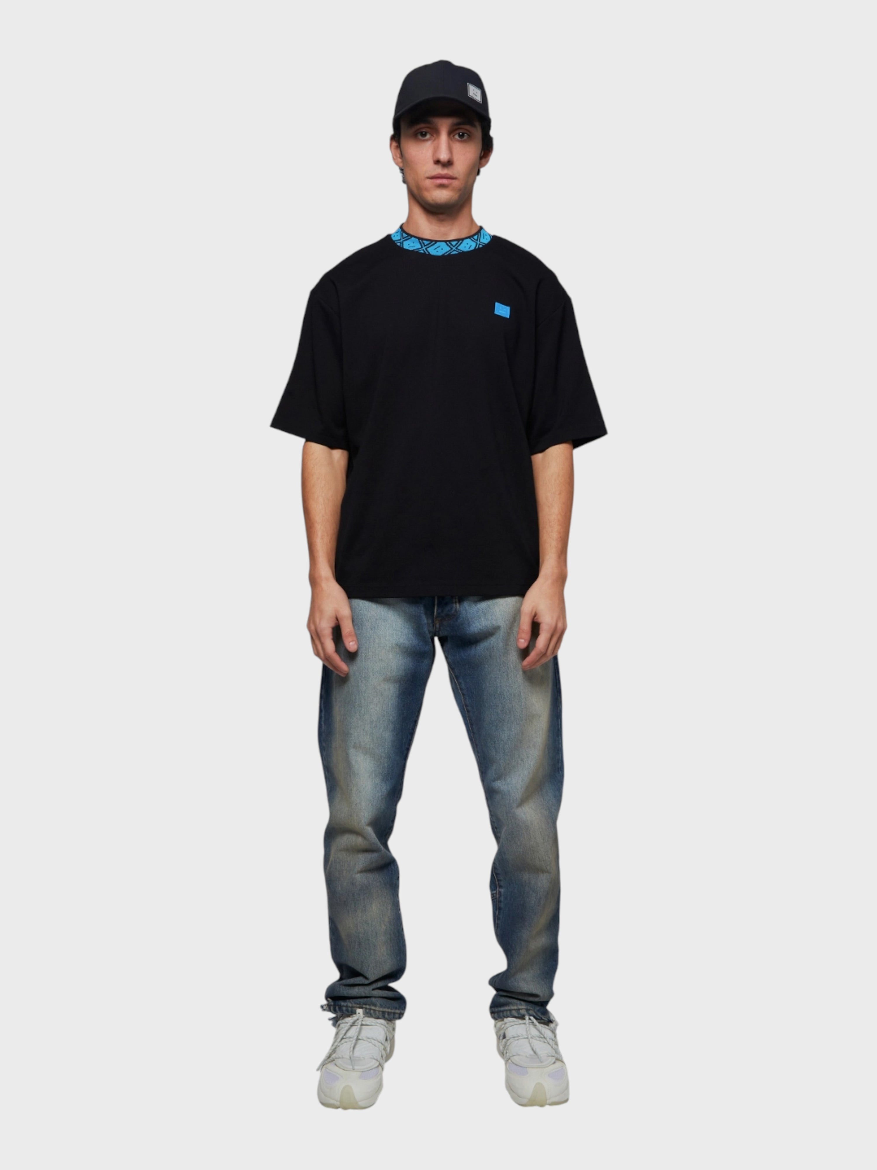Acne Studios Collar Logo T Shirt Black Blue