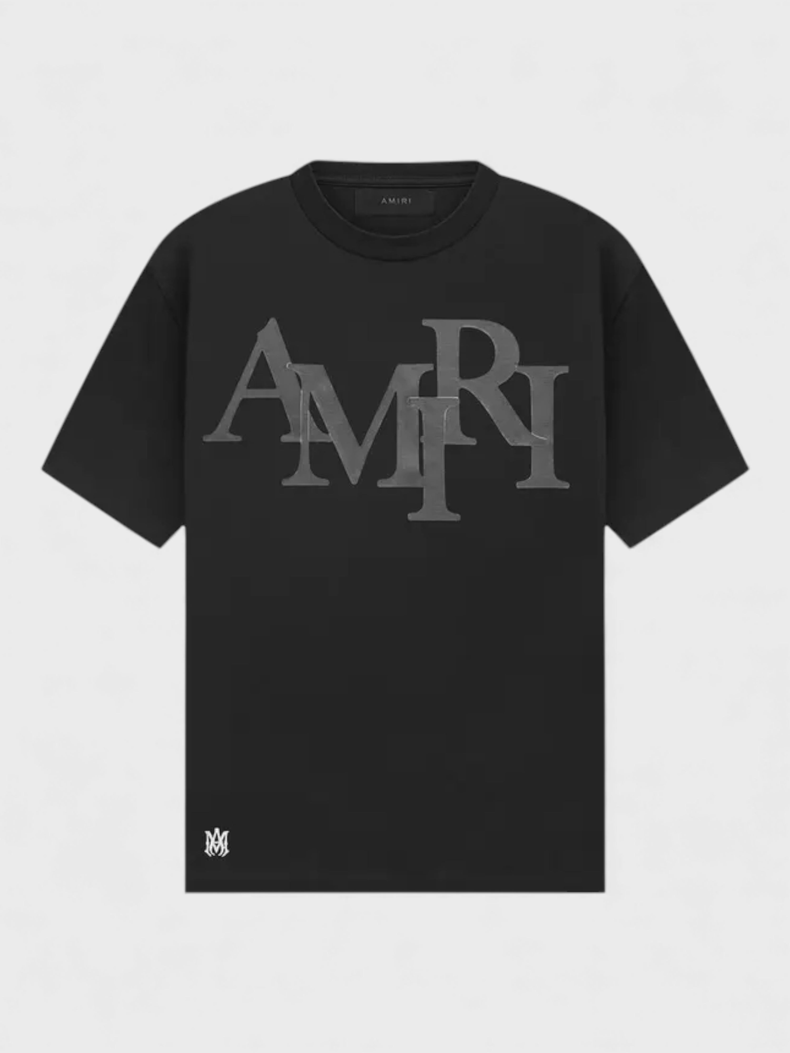 Amiri Staggered Logo T Shirt Black