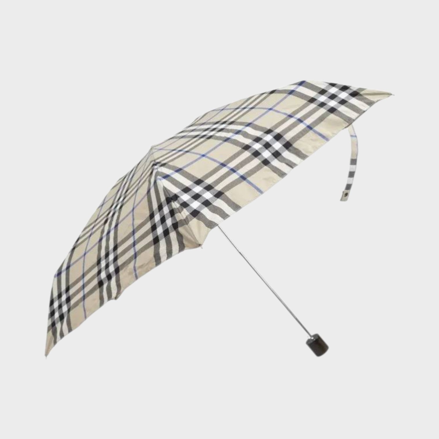 Checked Fold Press Stud Umbrella Lichen Beige
