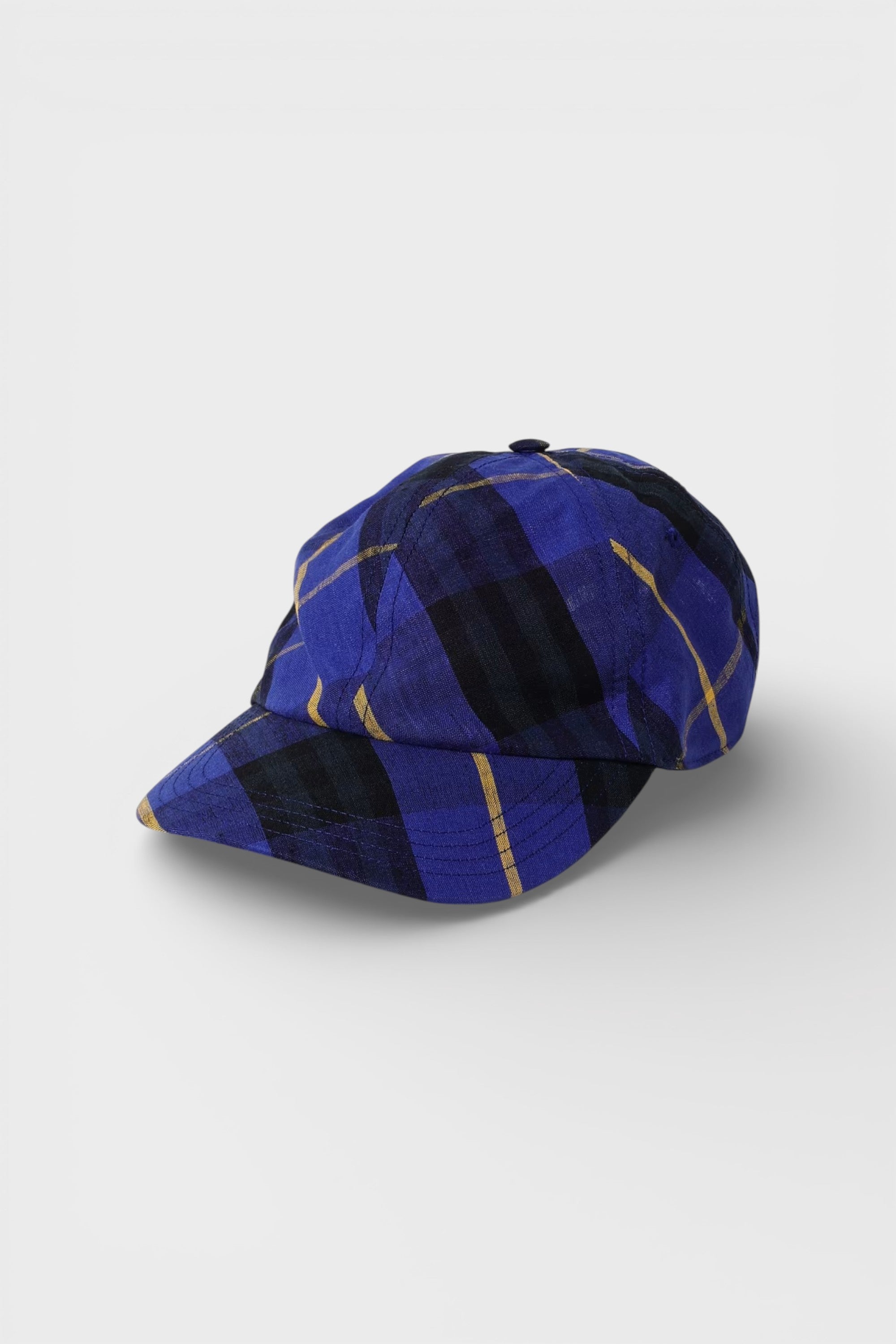 Burberry Linen Check Baseball Cap Blue