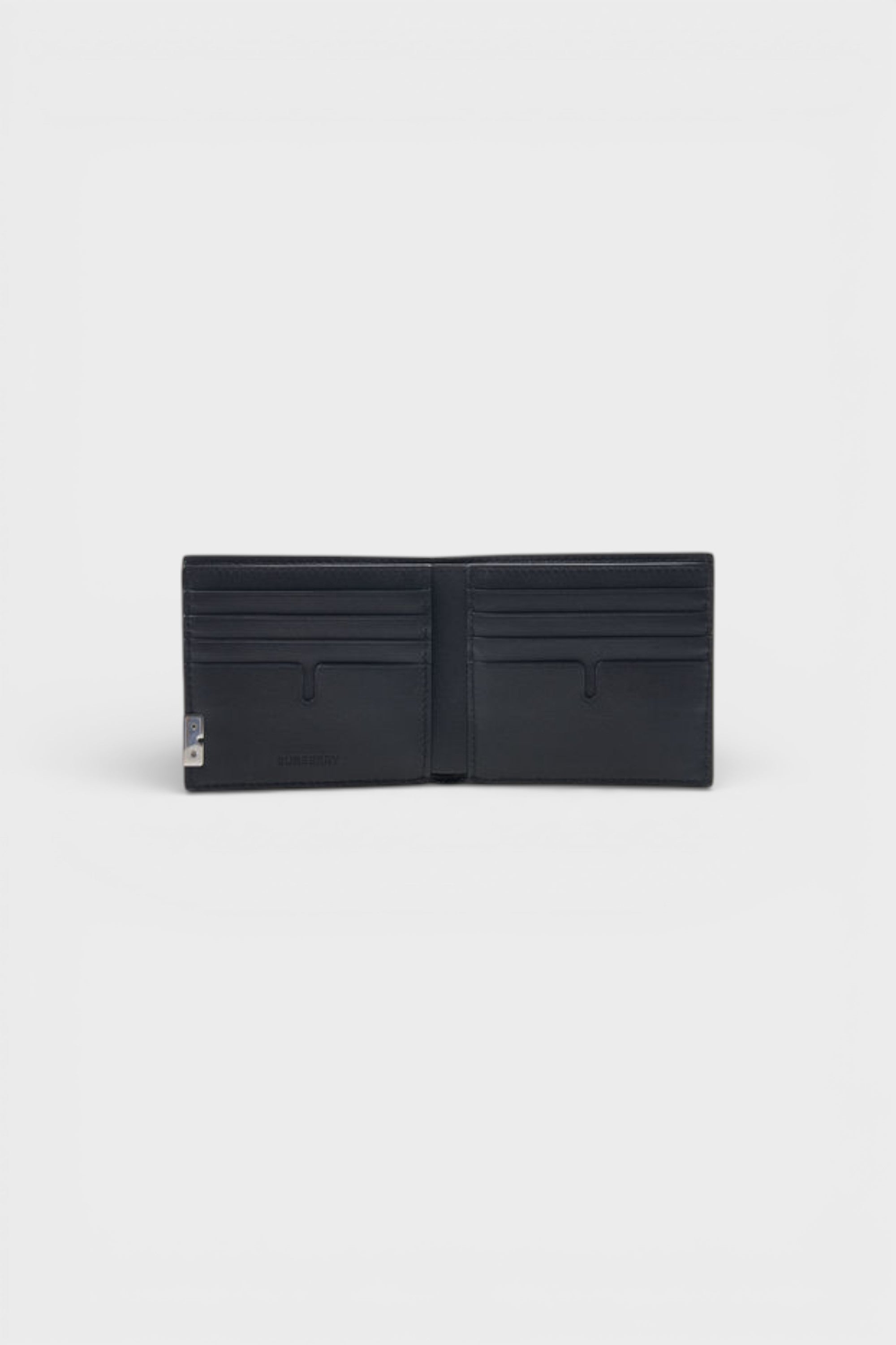 Burberry B-Cut Bifold Grain Leather Textured Wallet Black