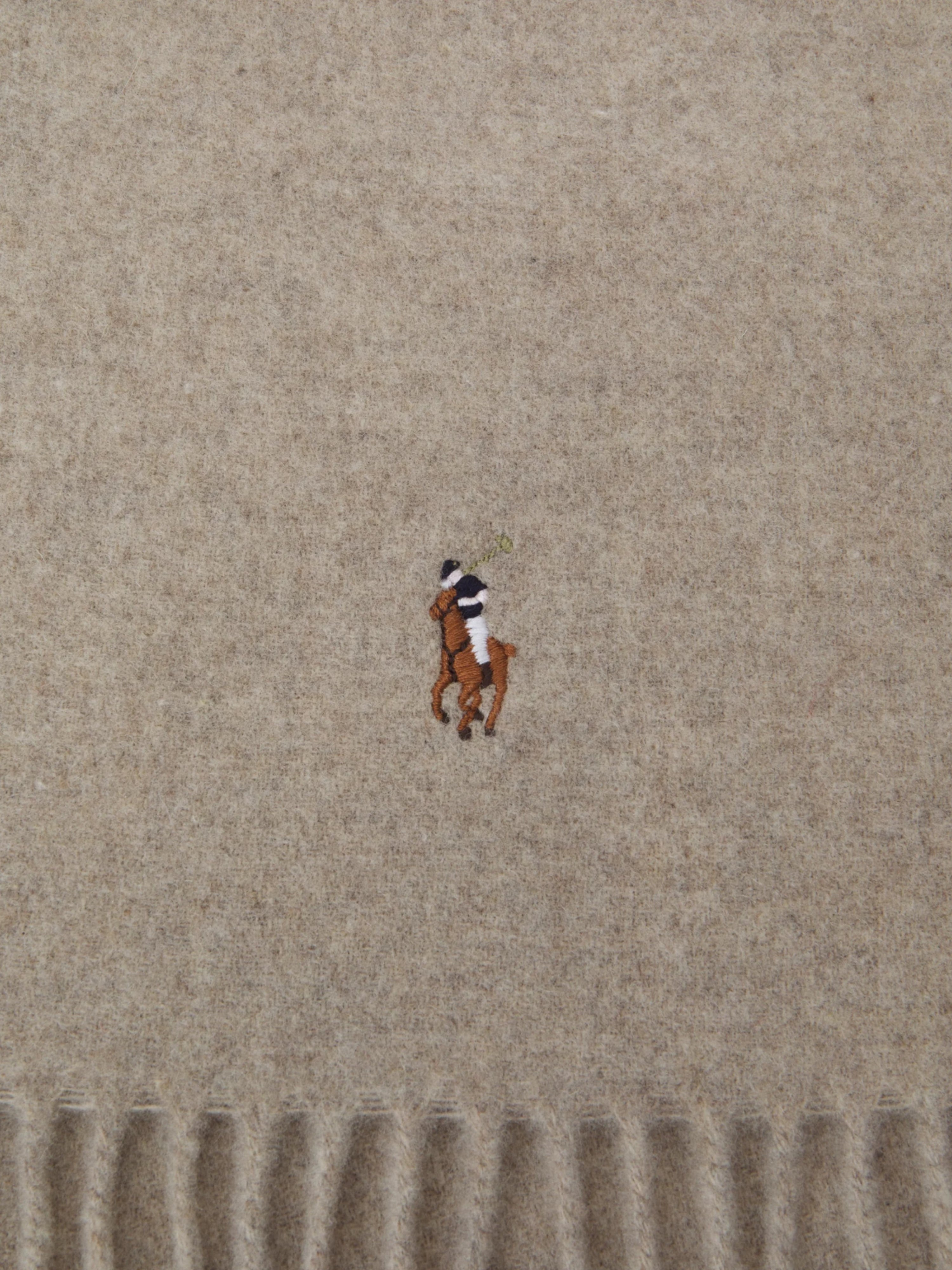 Polo Ralph Lauren Fringe Virgin Wool Scarf Oatmeal